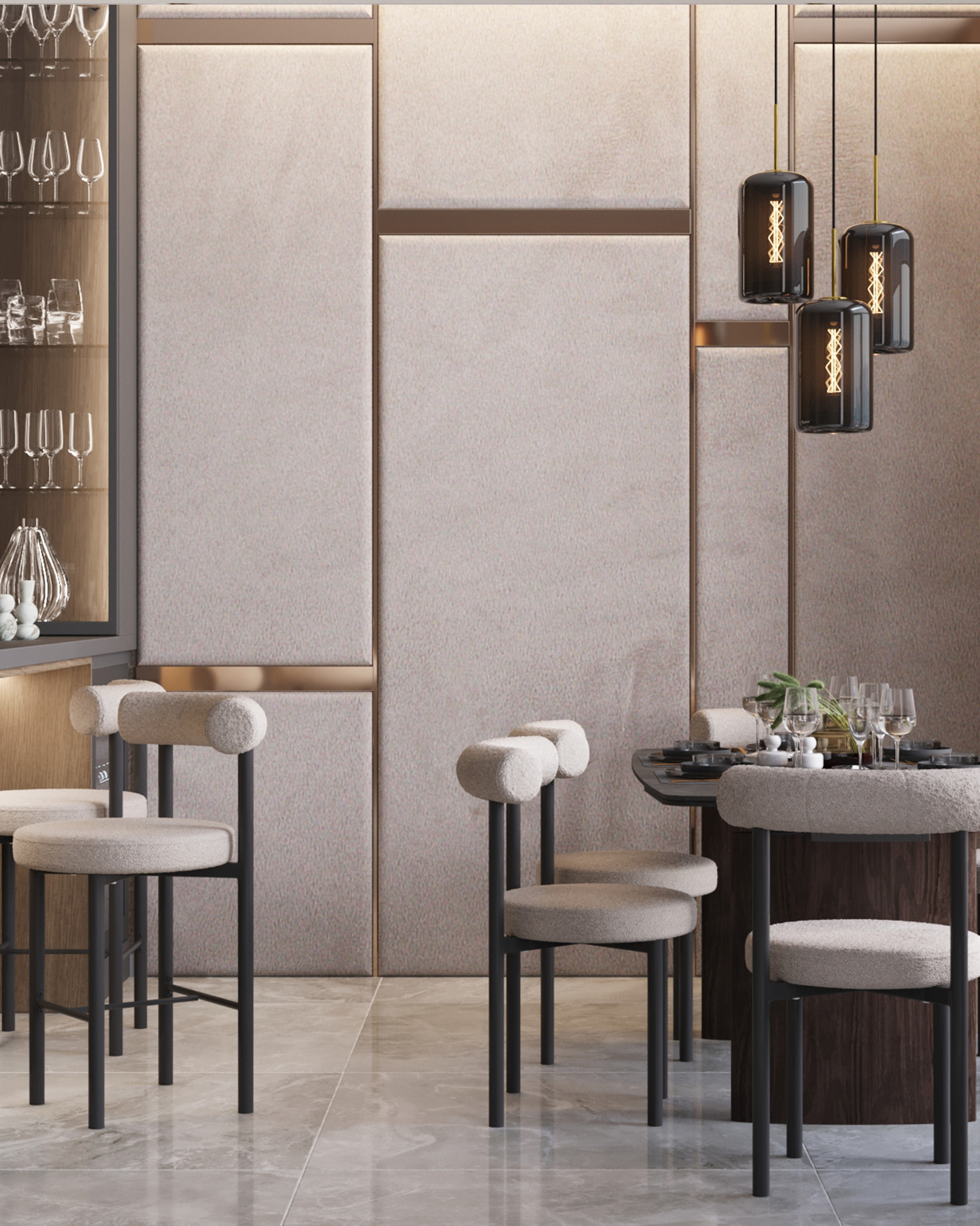 Стул полубарный Флорео букле светло-серый — изображение 3