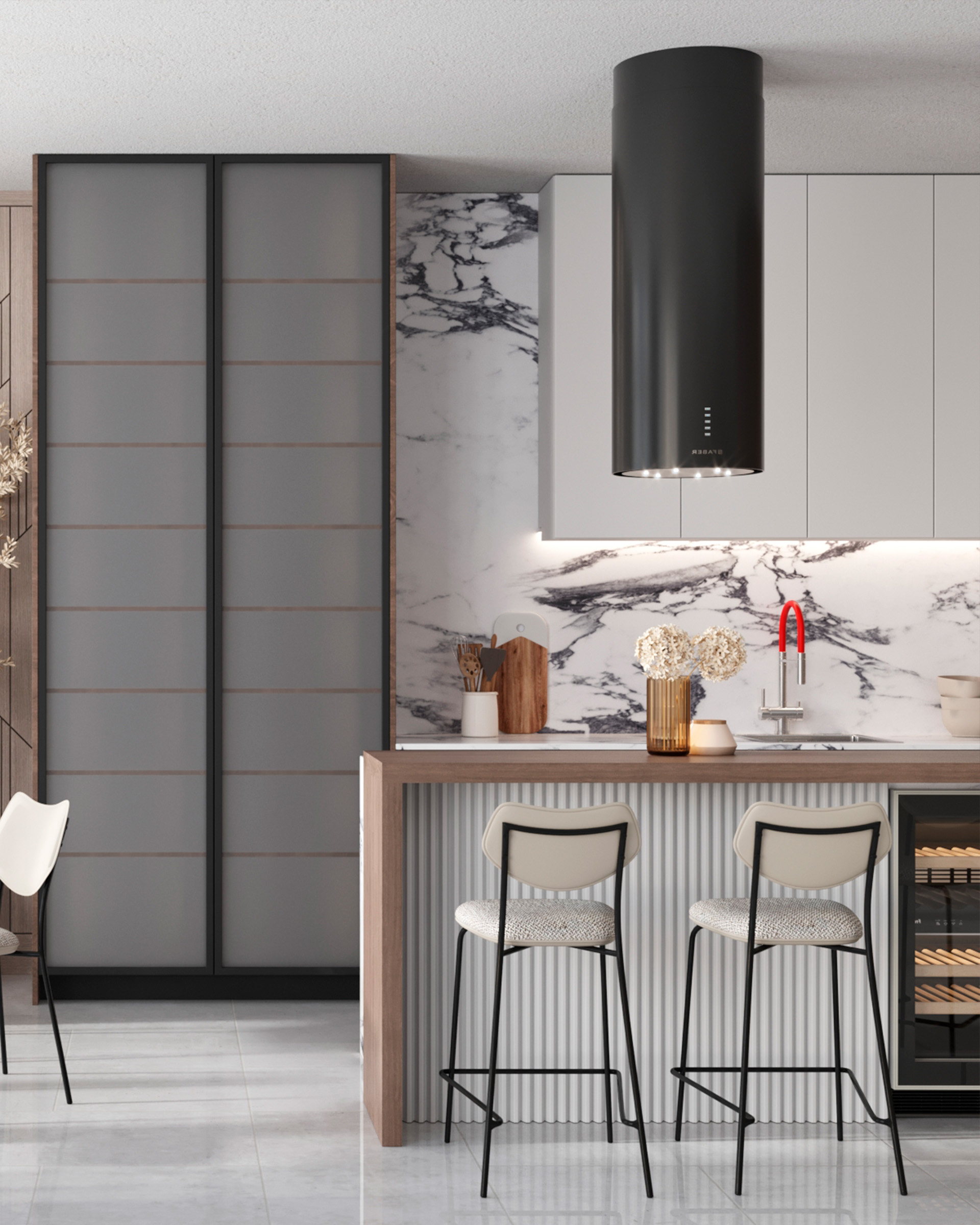 Стул полубарный Casey серый с серой экокожей — изображение 3