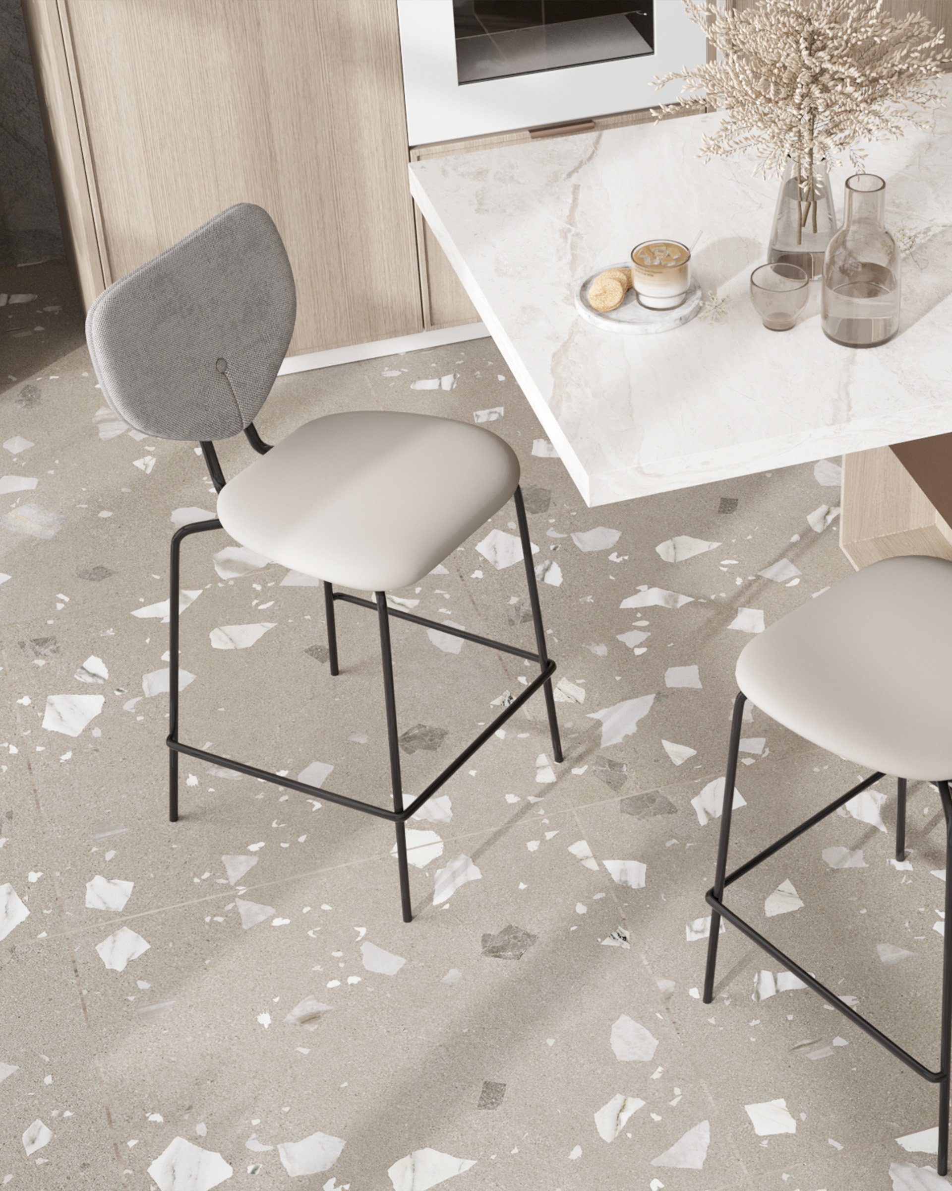 Стул полубарный Masey серый с серой экокожей — изображение 3