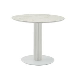 Стол круглый Терралино D90 верх керамика белый матовый, основание металл белый