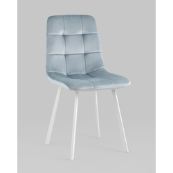 Стул Chilly велюр серо-голубой белые ножки — изображение 2