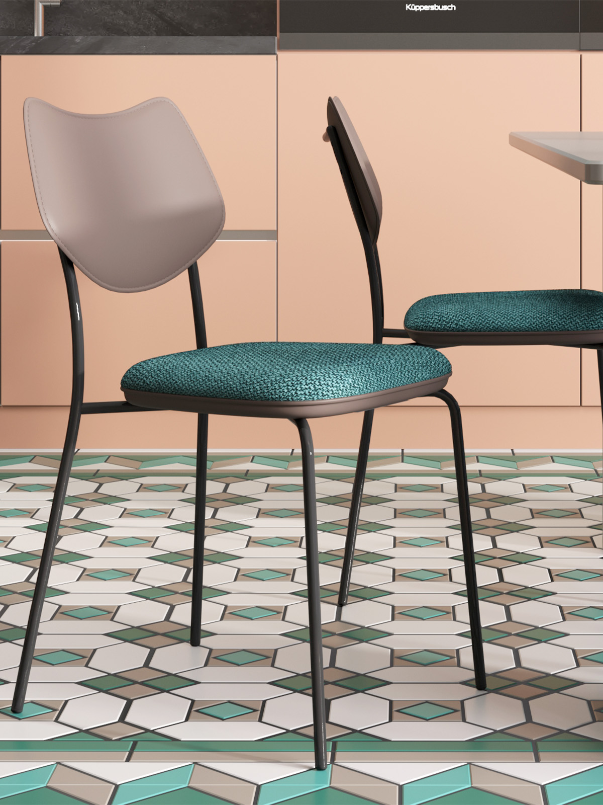 Стул обеденный Casey темно-бирюзовый с серой экокожей — изображение 3