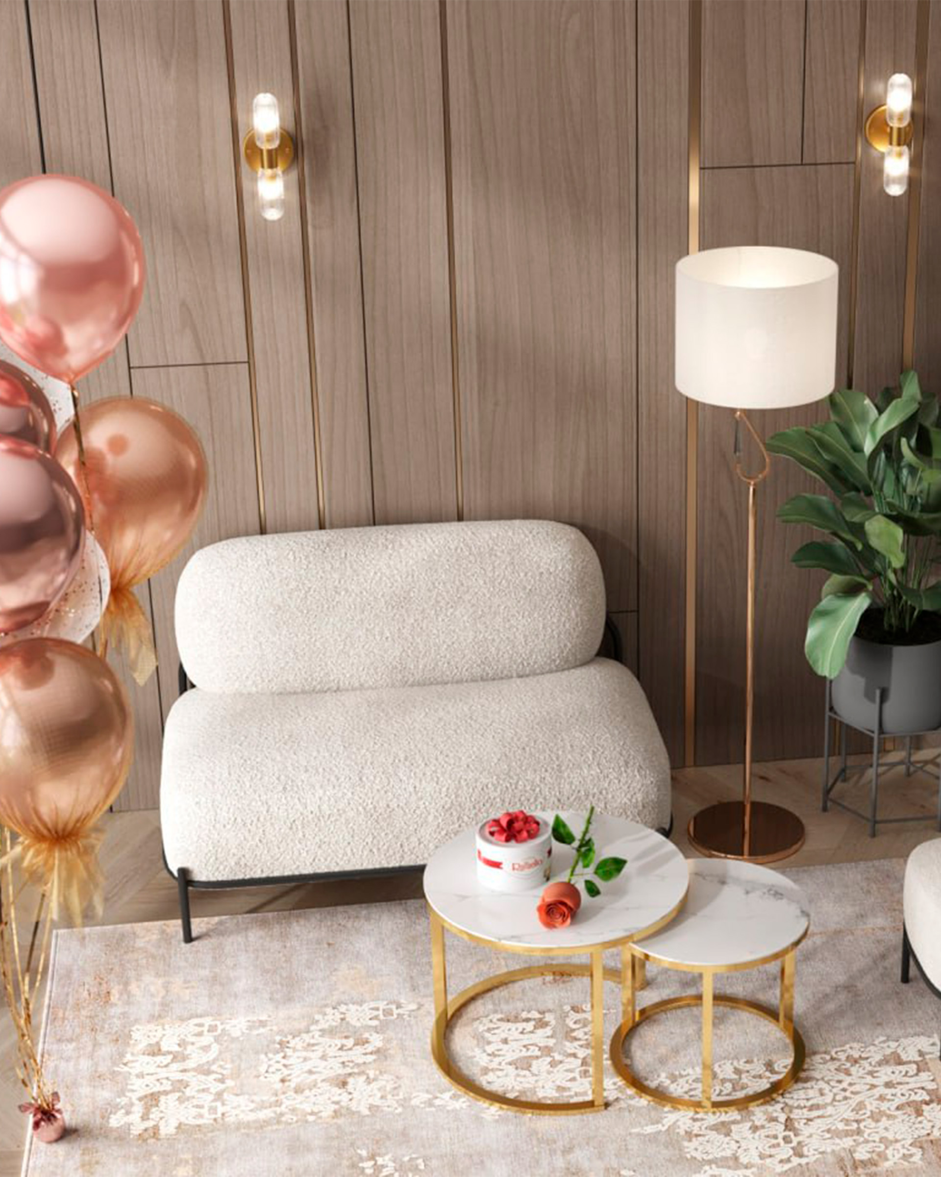 Диван Стоун new ткань букле молочный — изображение 3