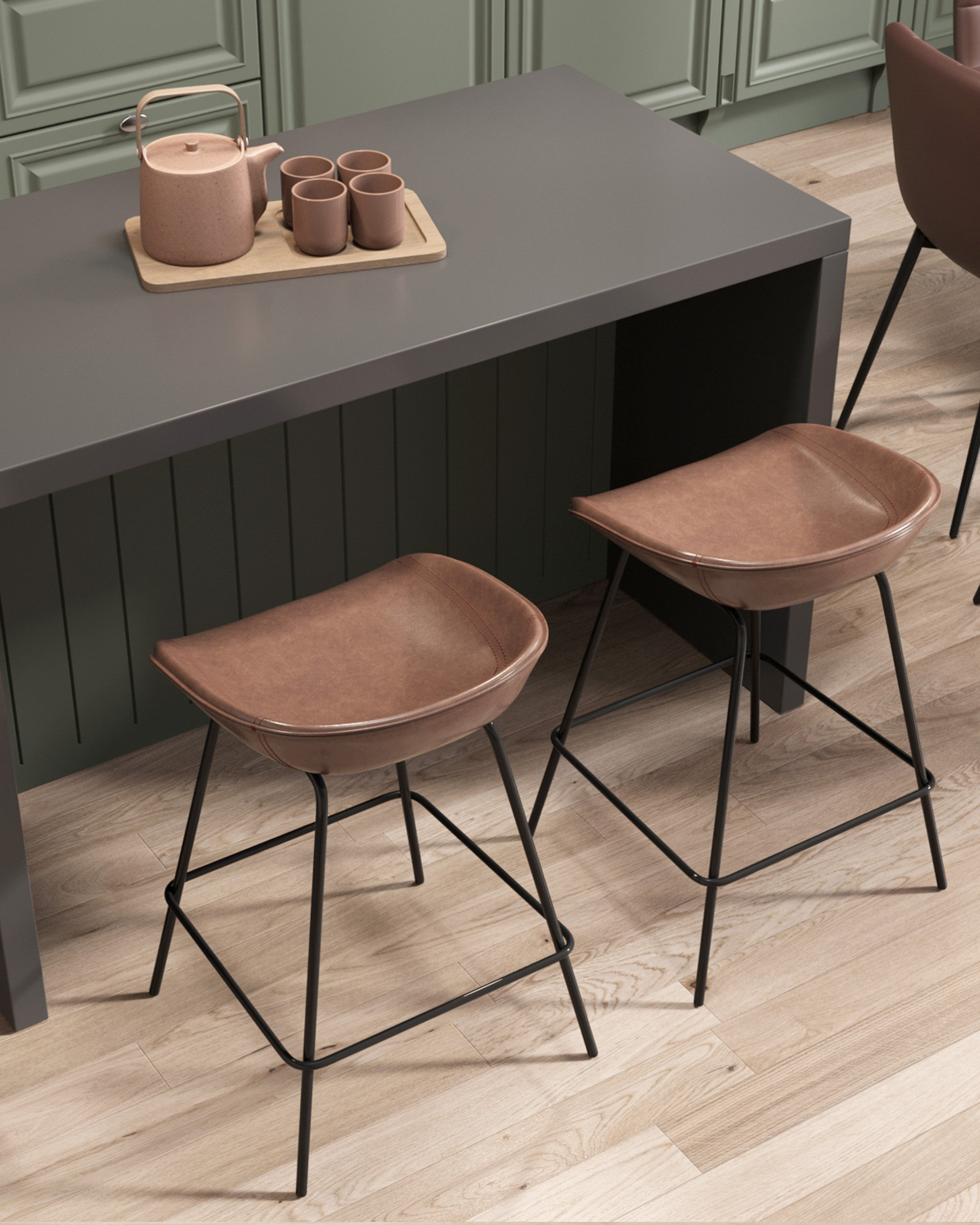 Стул полубарный Фуриоса экокожа коричневый — изображение 3