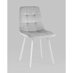 Стул Chilly велюр серебристый белые ножки — изображение 2