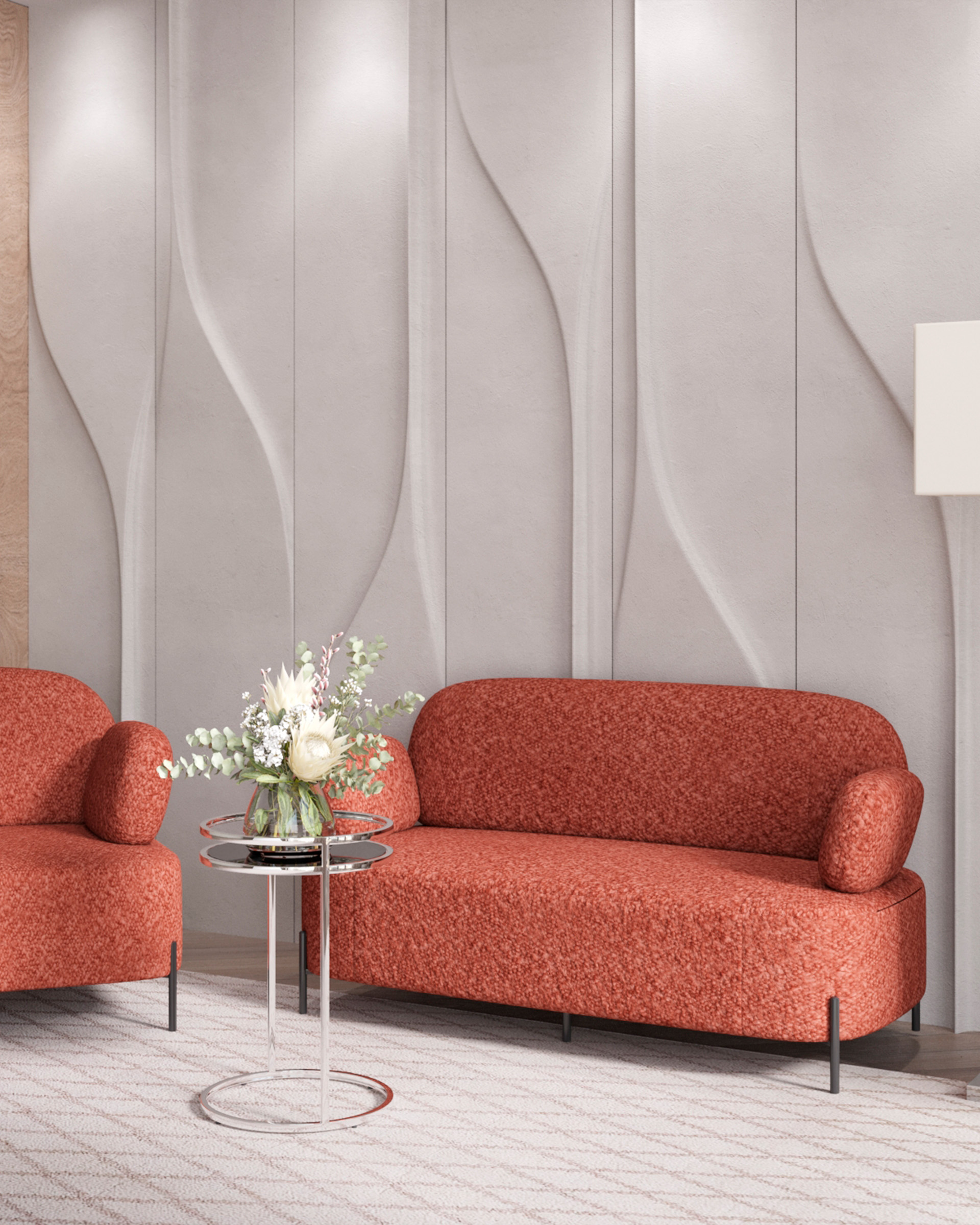 Диван Кэнди ткань букле коралловый — изображение 2