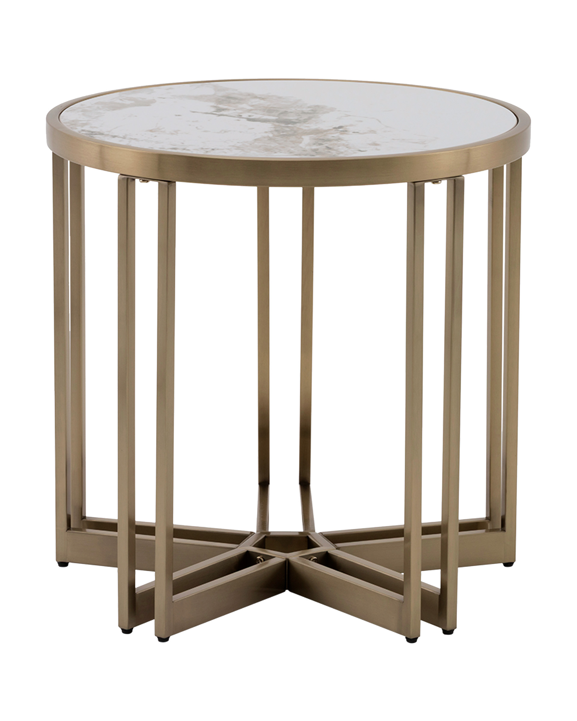 Журнальный столик Алиада 55х55 см светлая керамика сталь шампань