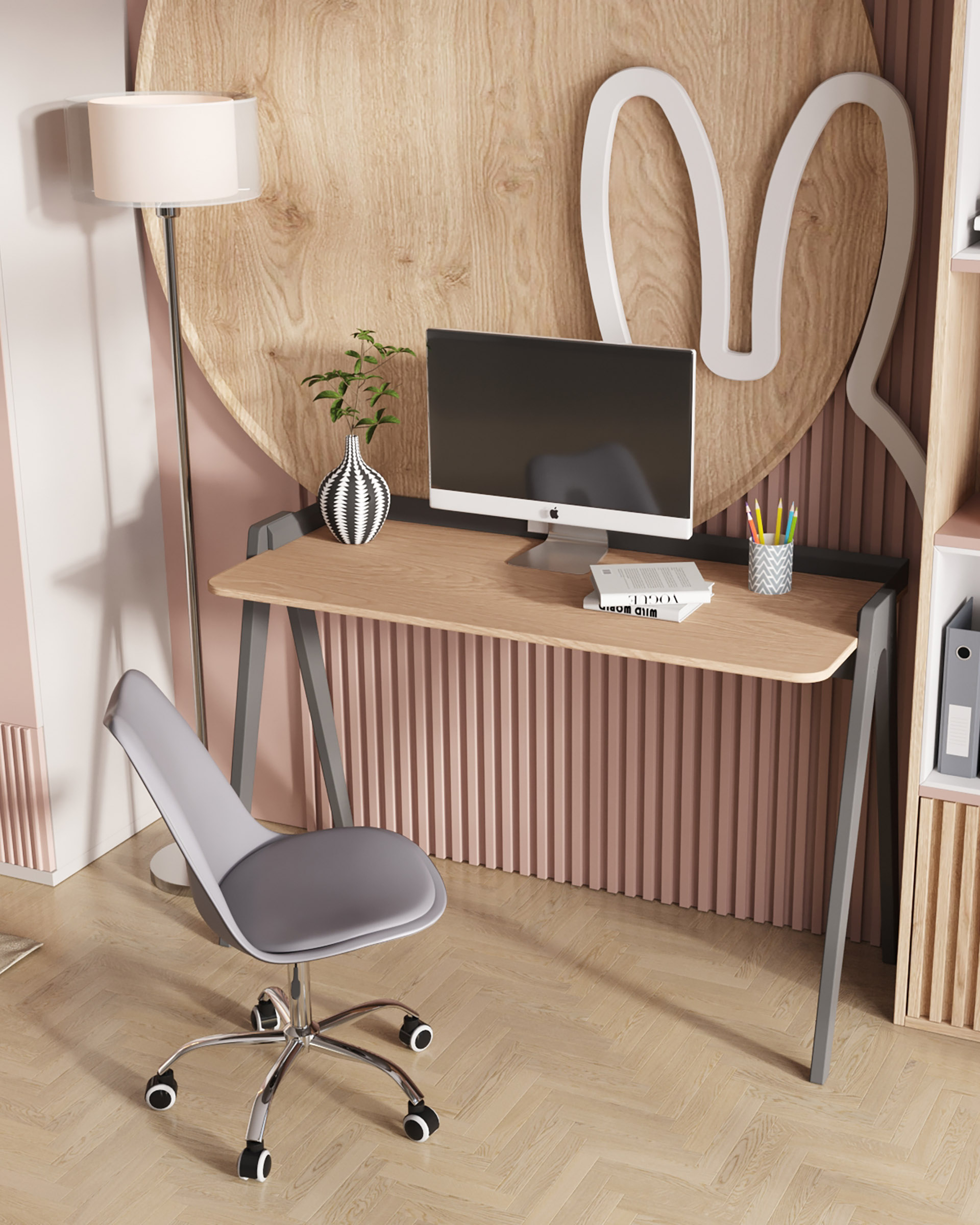 Стол письменный Pyramid 118*53 светлое дерево/серый — изображение 3