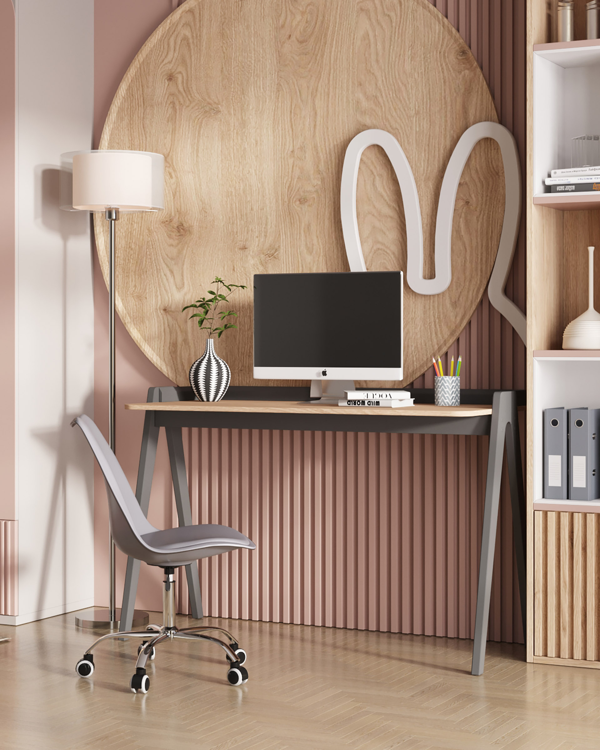 Стол письменный Pyramid 118*53 светлое дерево/серый — изображение 4