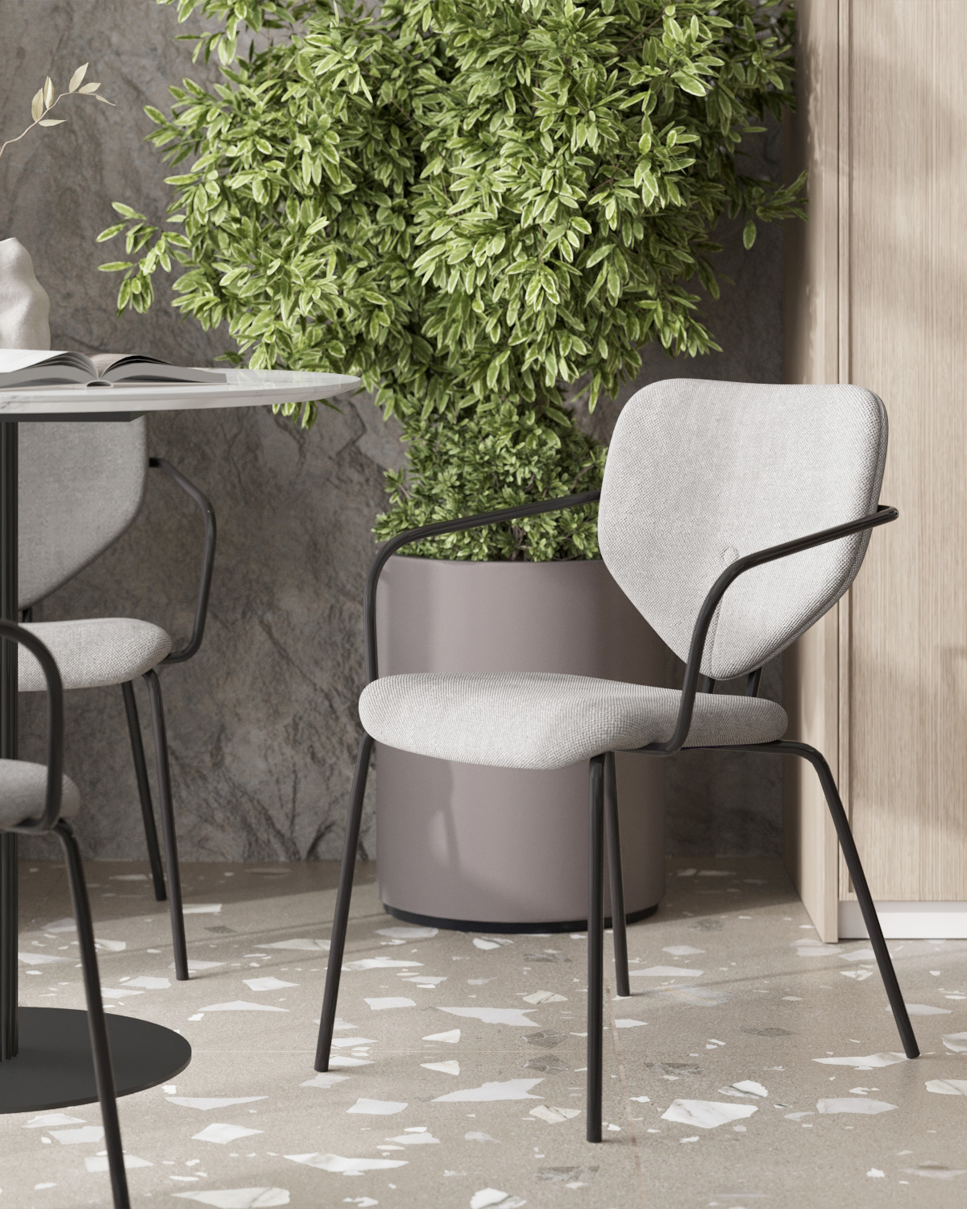 Стул обеденный Masey с подлокотниками серый — изображение 3