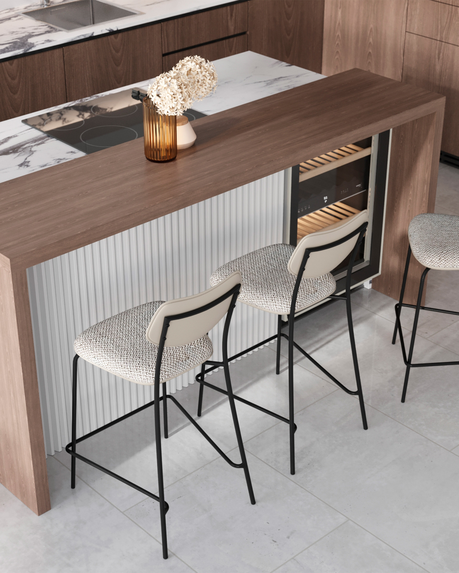 Стул полубарный Casey серый с серой экокожей — изображение 4