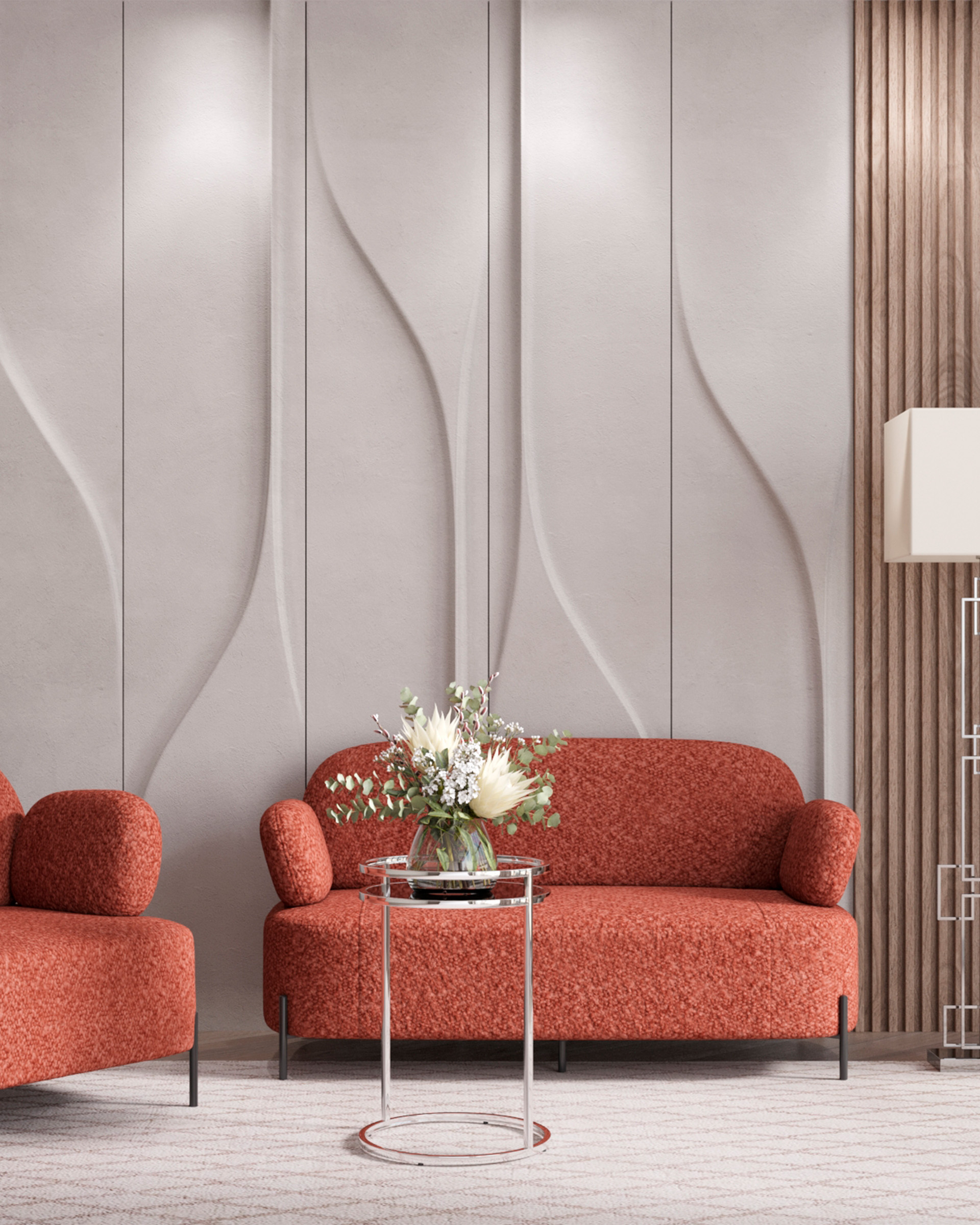 Диван Кэнди ткань букле коралловый — изображение 3