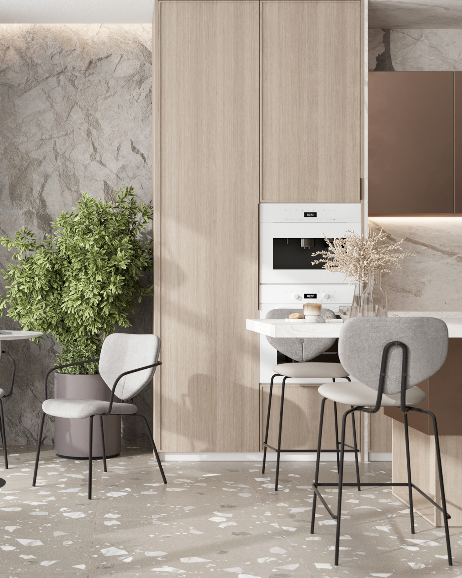 Стул полубарный Masey серый с серой экокожей — изображение 4