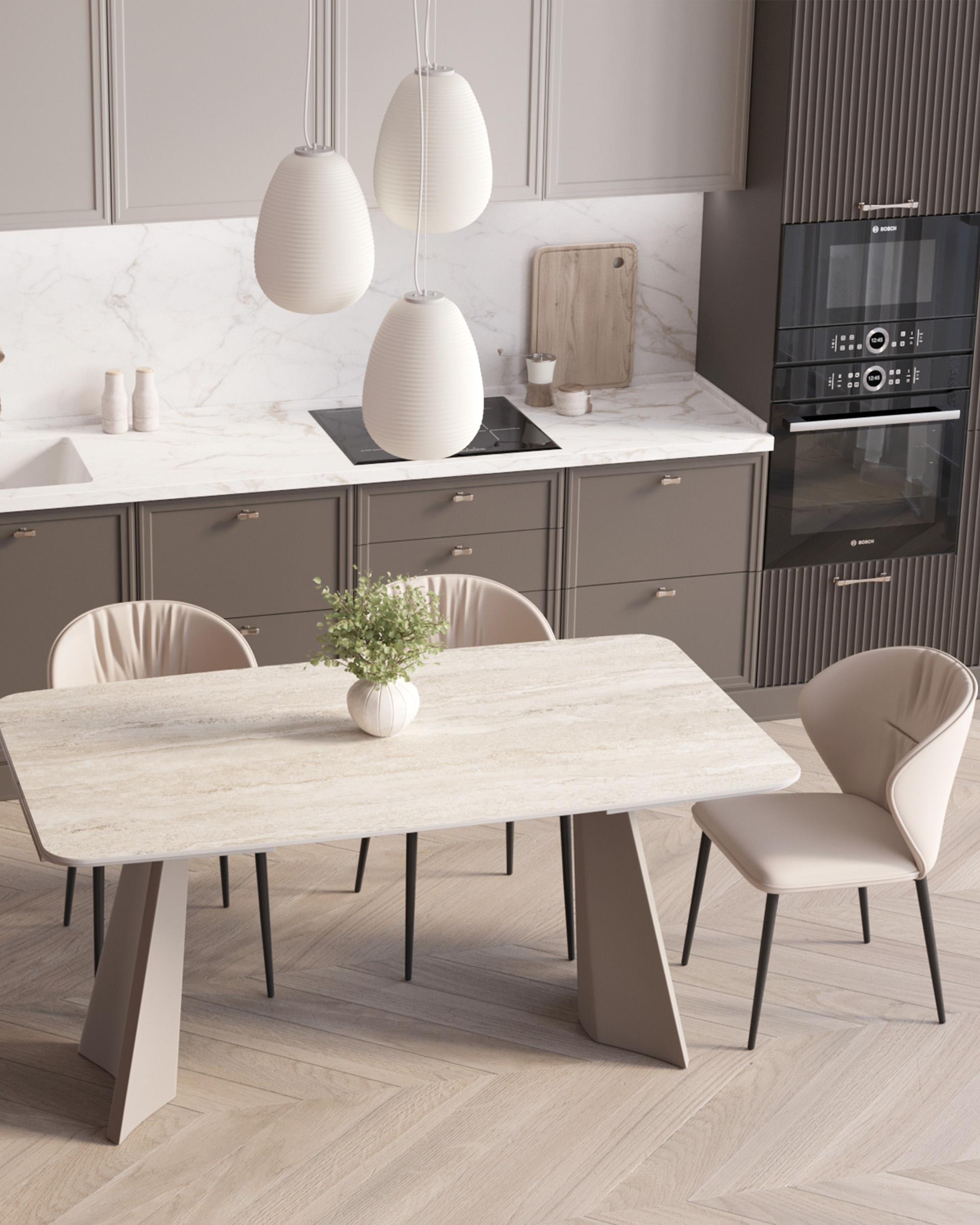 Стул обеденный Deia кремовая экокожа черные ножки — изображение 4