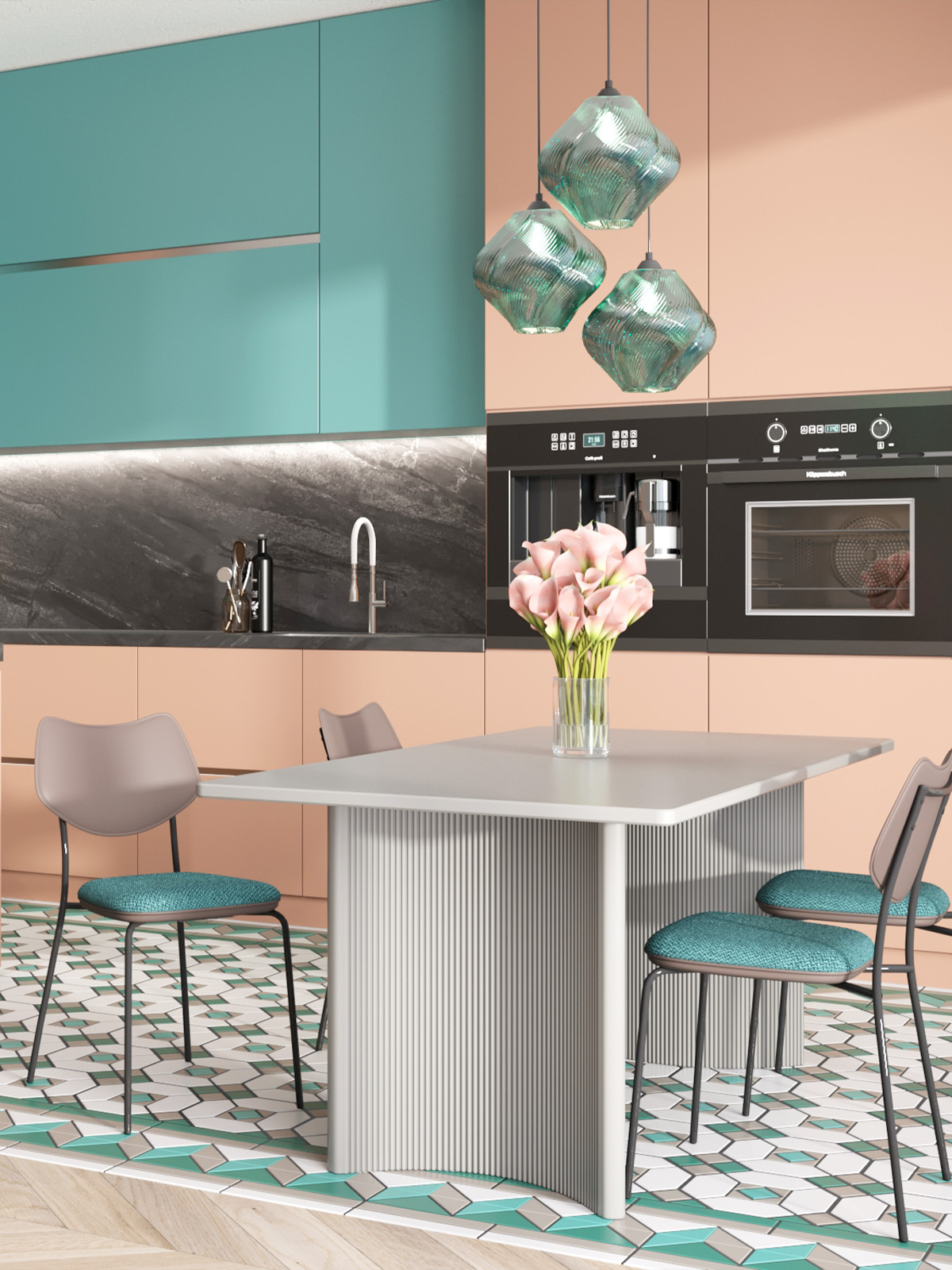 Стул обеденный Casey темно-бирюзовый с серой экокожей — изображение 4