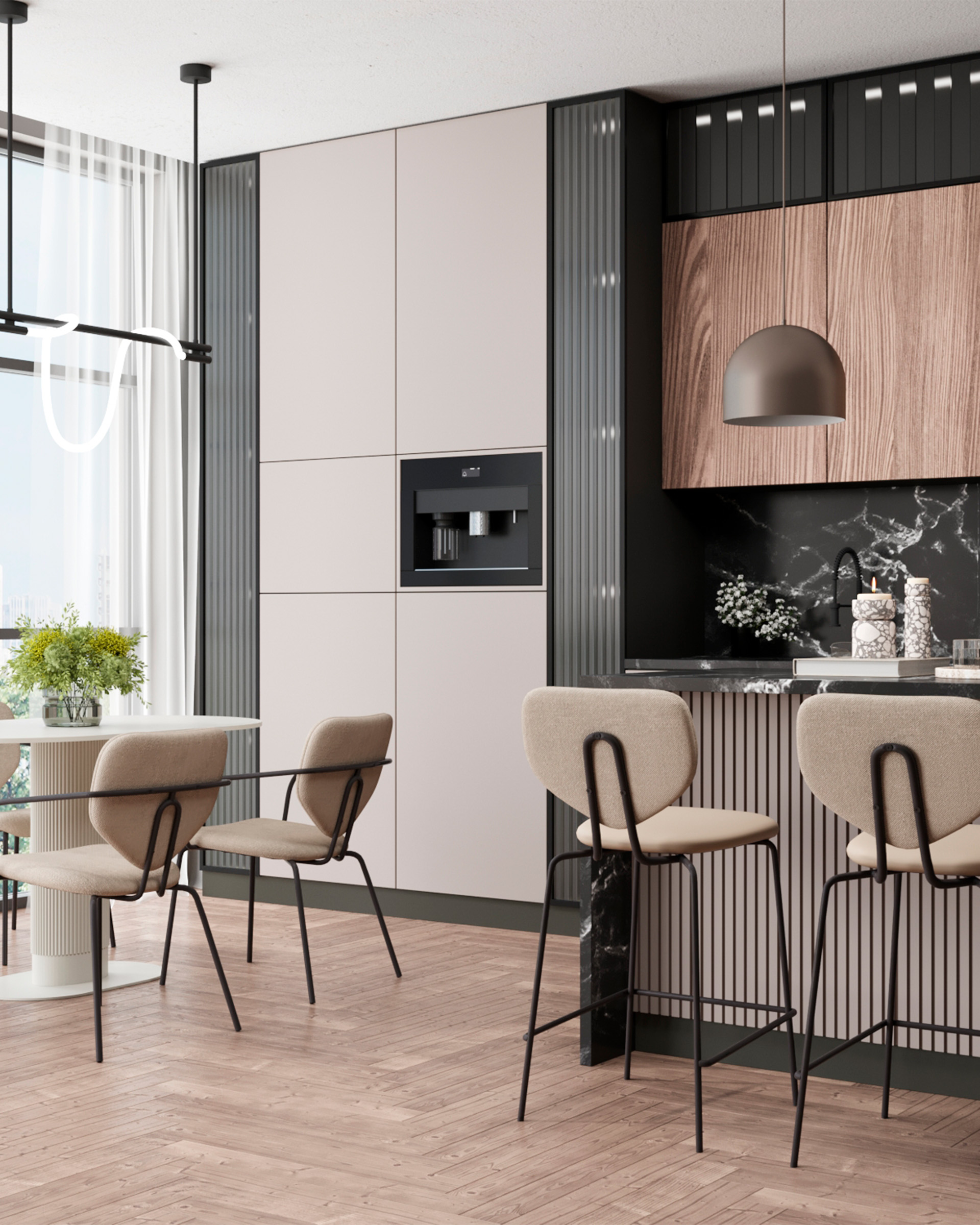 Стул обеденный Masey с подлокотниками бежевый — изображение 4