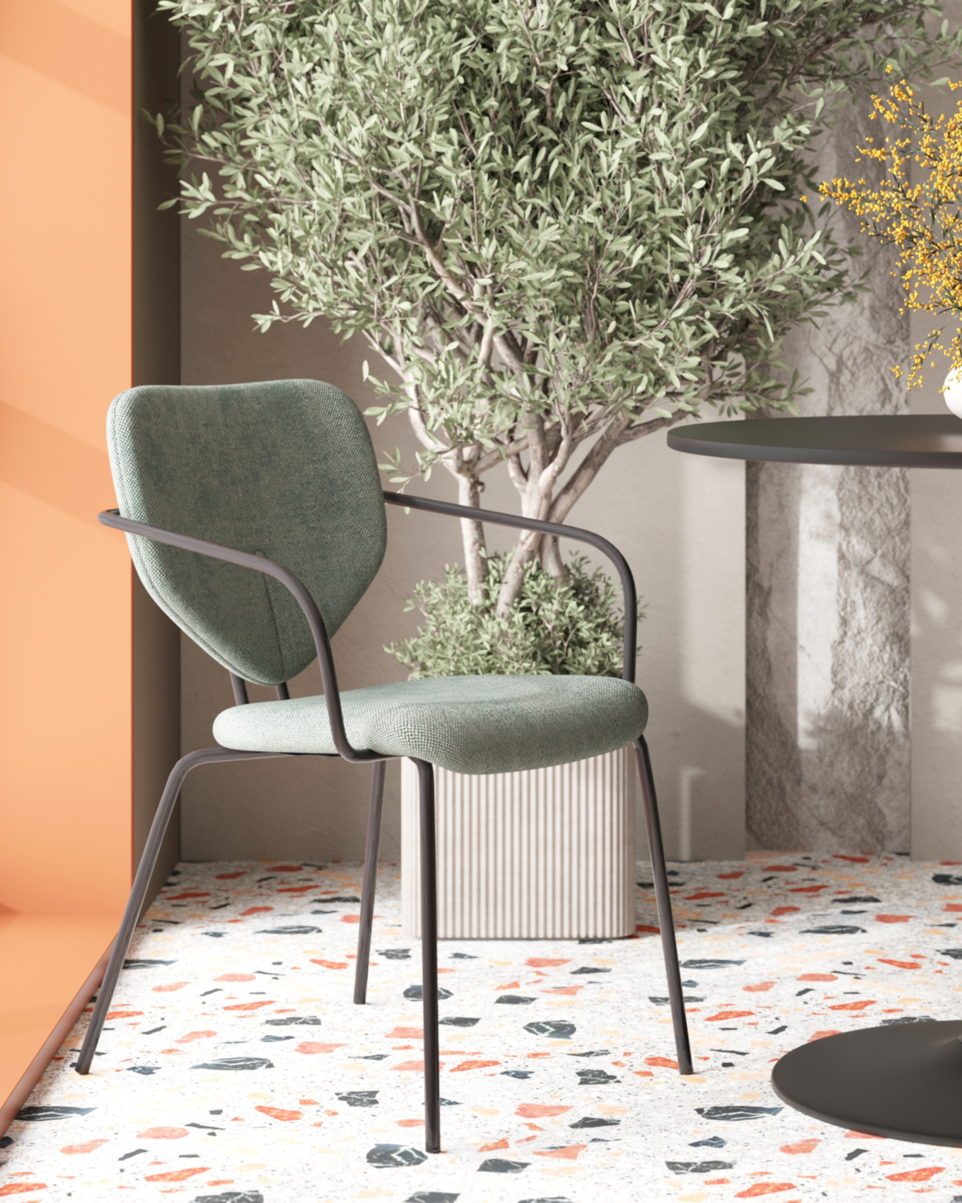 Стул обеденный Masey с подлокотниками зеленый — изображение 3