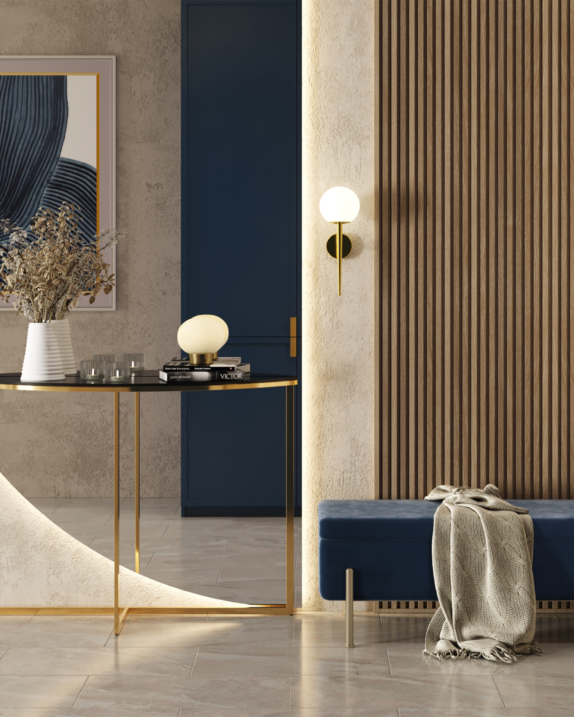 Консоль полукруглая АЛЬБА 115*30 золото стекло черное — изображение 4