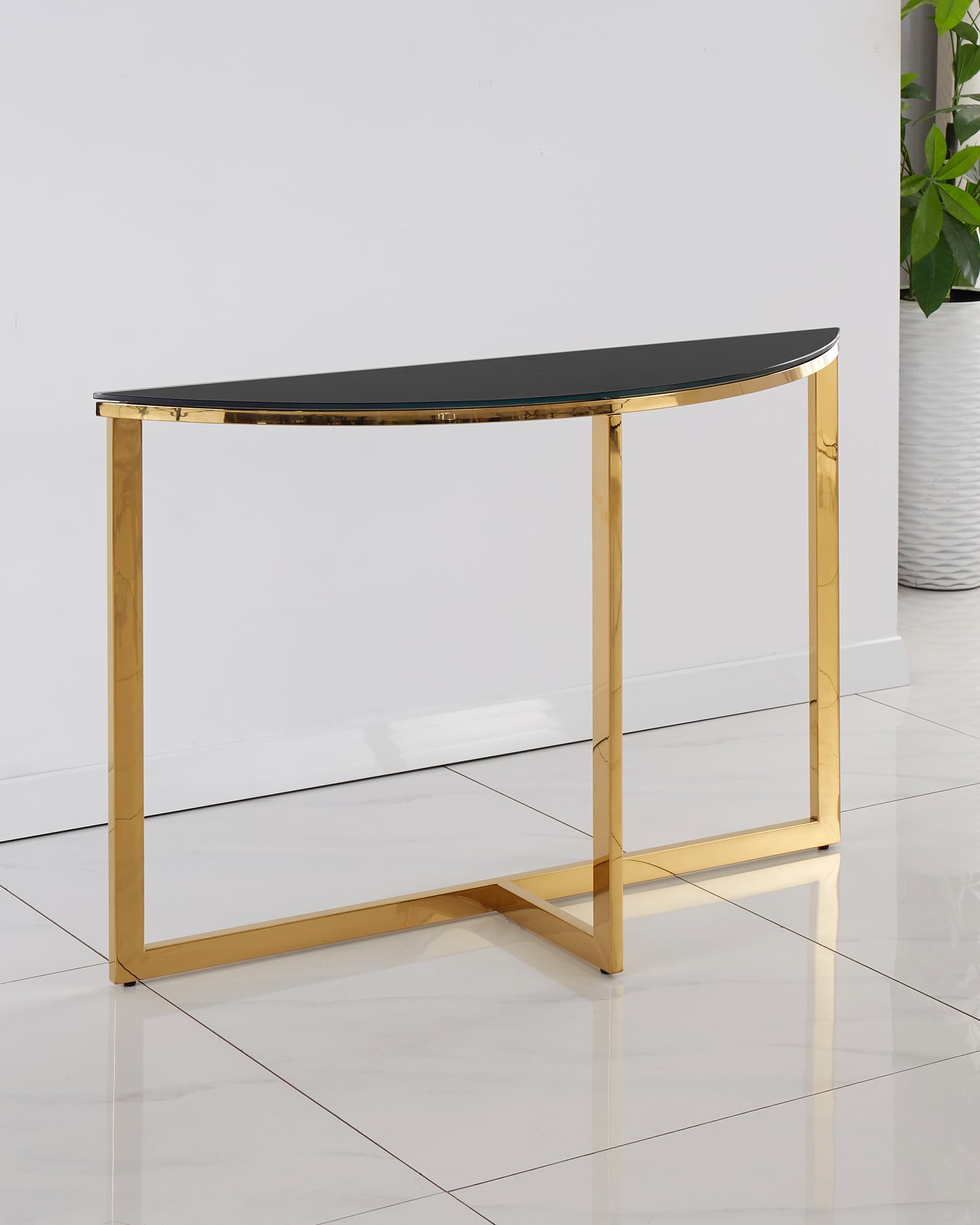 Консоль полукруглая АЛЬБА 115*30 золото стекло черное — изображение 7