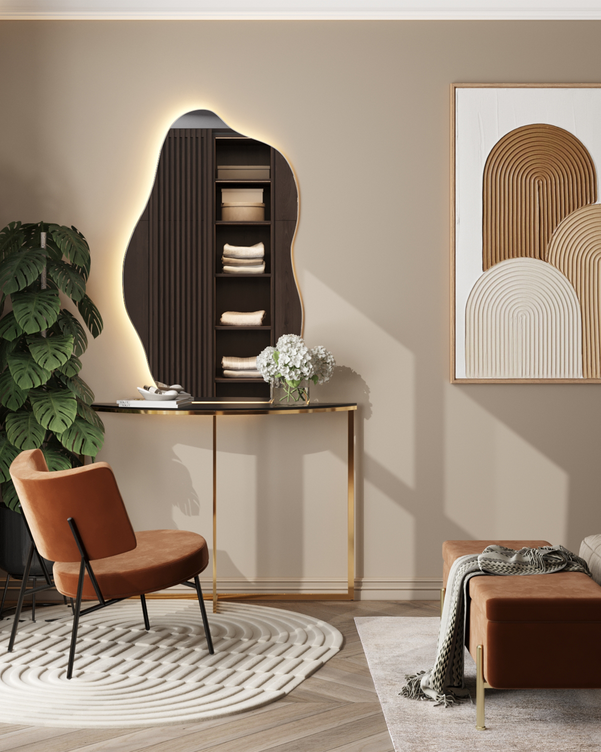 Консоль полукруглая АЛЬБА 115*30 золото стекло черное — изображение 5