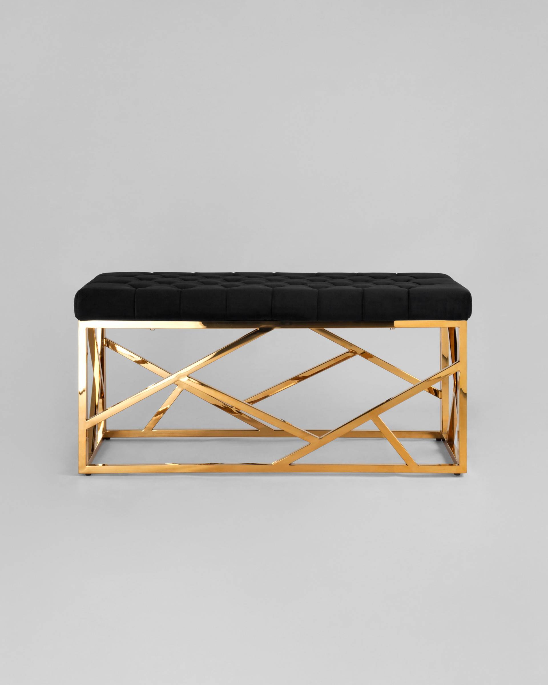 Банкетка-скамейка АРТ ДЕКО велюр черный сталь золото — изображение 3