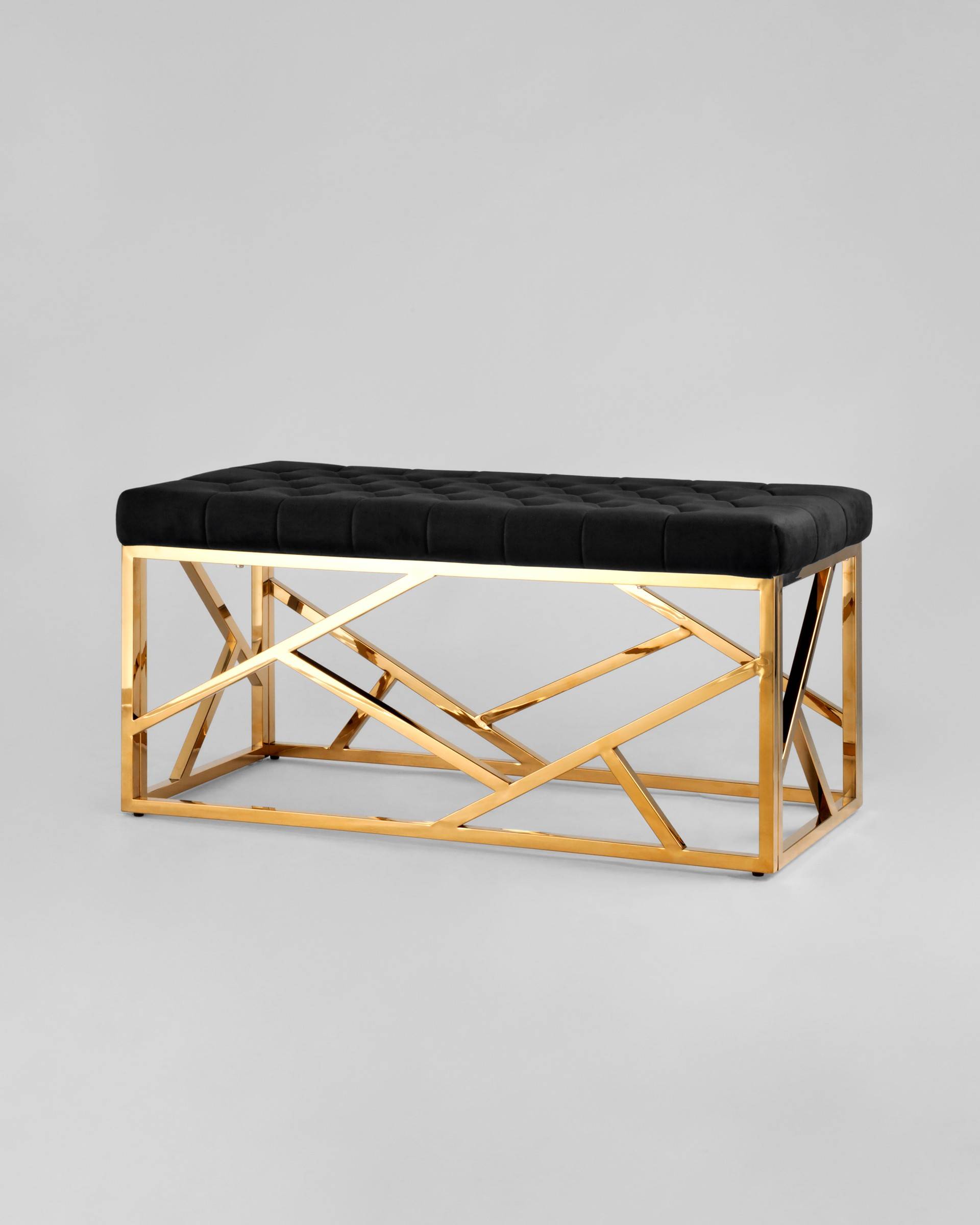 Банкетка-скамейка АРТ ДЕКО велюр черный сталь золото — изображение 2