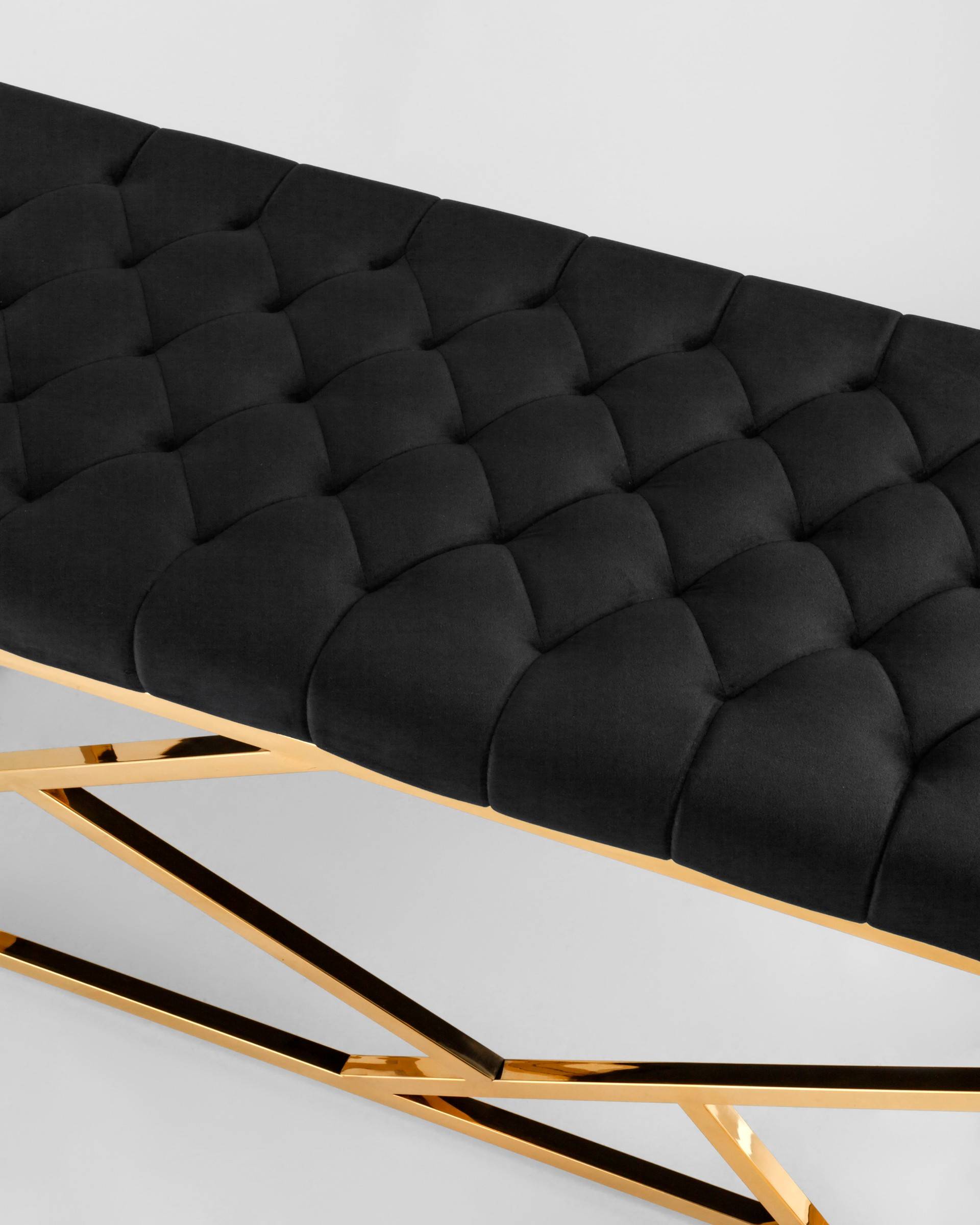 Банкетка-скамейка АРТ ДЕКО велюр черный сталь золото — изображение 6