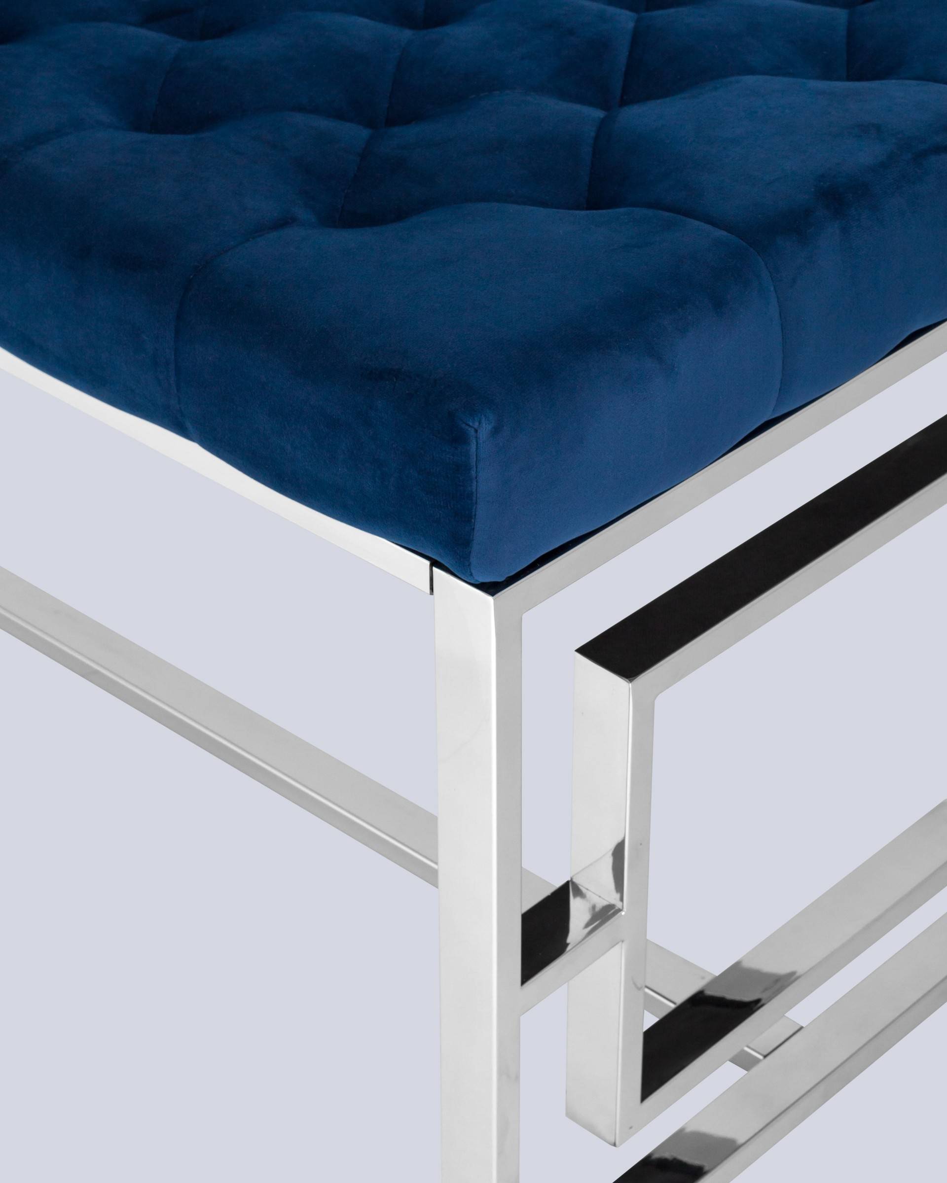 Банкетка-скамейка БРУКЛИН велюр синий сталь серебро — изображение 5