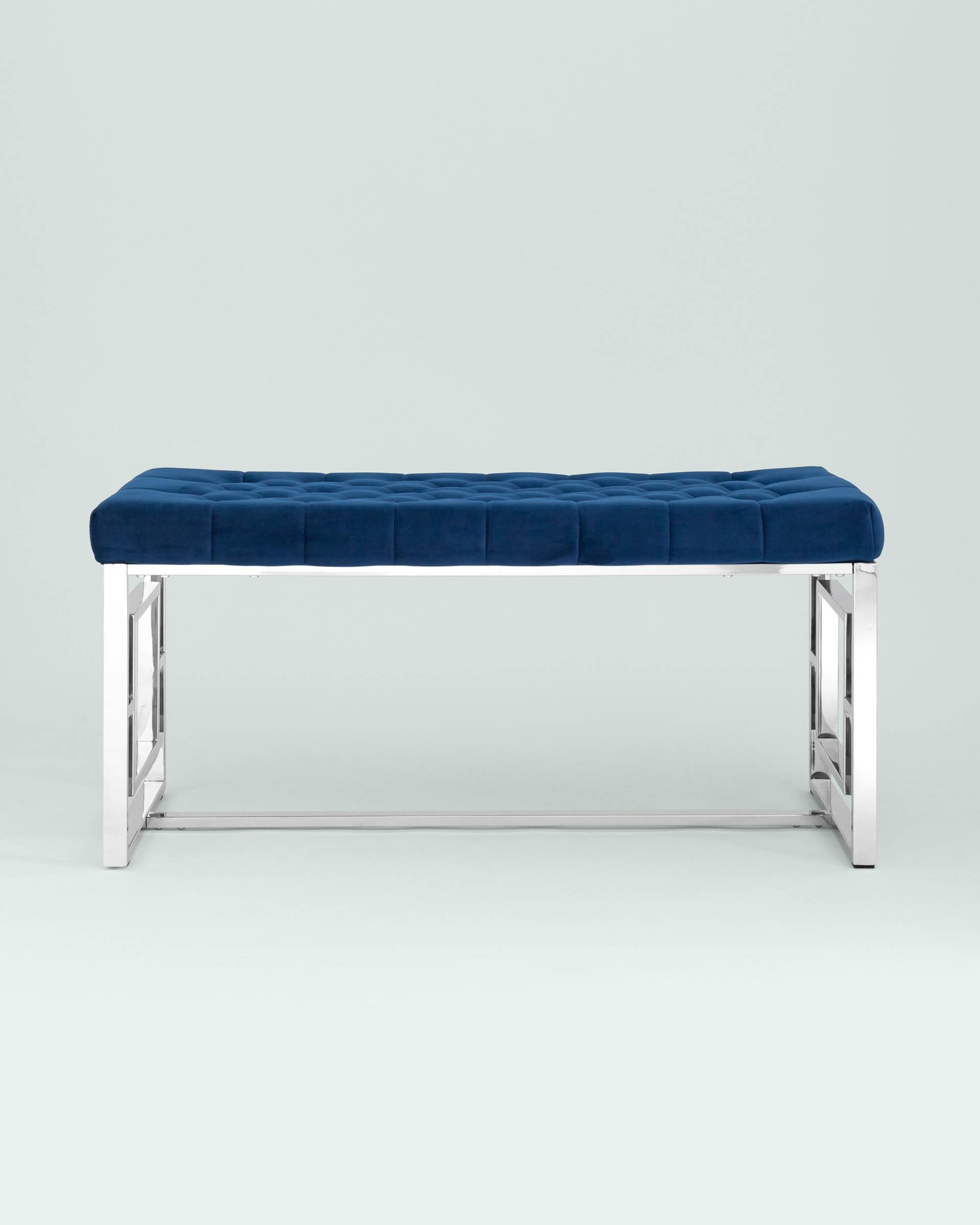 Банкетка-скамейка БРУКЛИН велюр синий сталь серебро — изображение 3