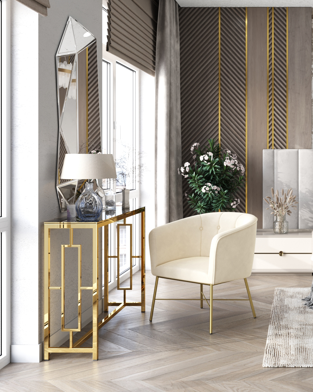 Консоль БРУКЛИН 115*30 золото стекло smoke — изображение 3