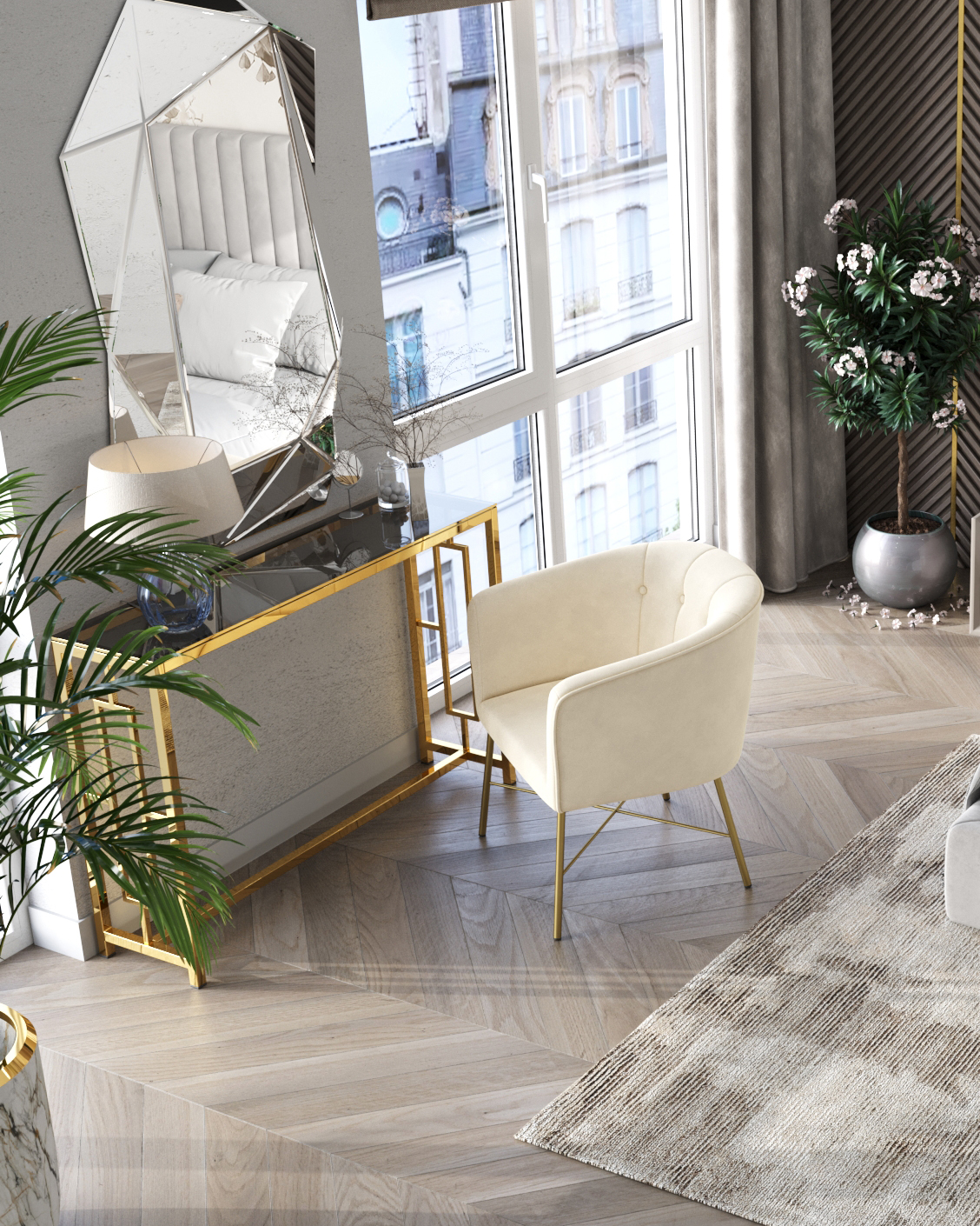 Консоль БРУКЛИН 115*30 золото стекло smoke — изображение 4