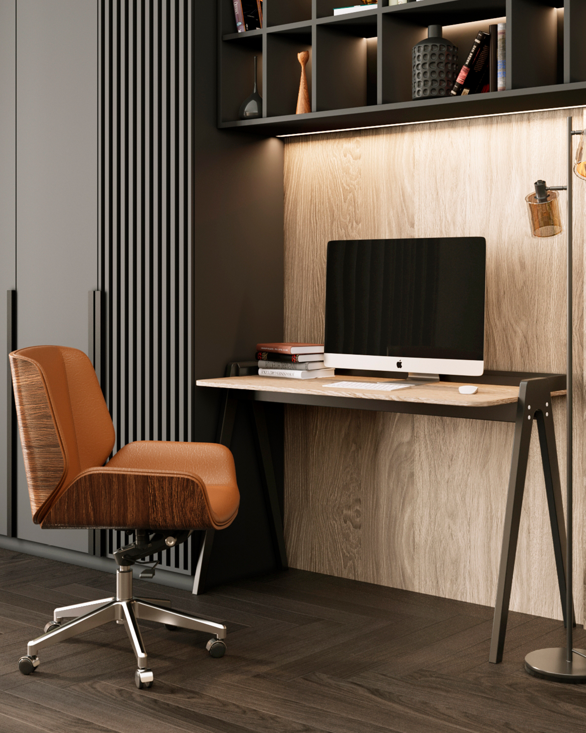 Стол письменный Pyramid 118*53 светлое дерево/черный — изображение 4