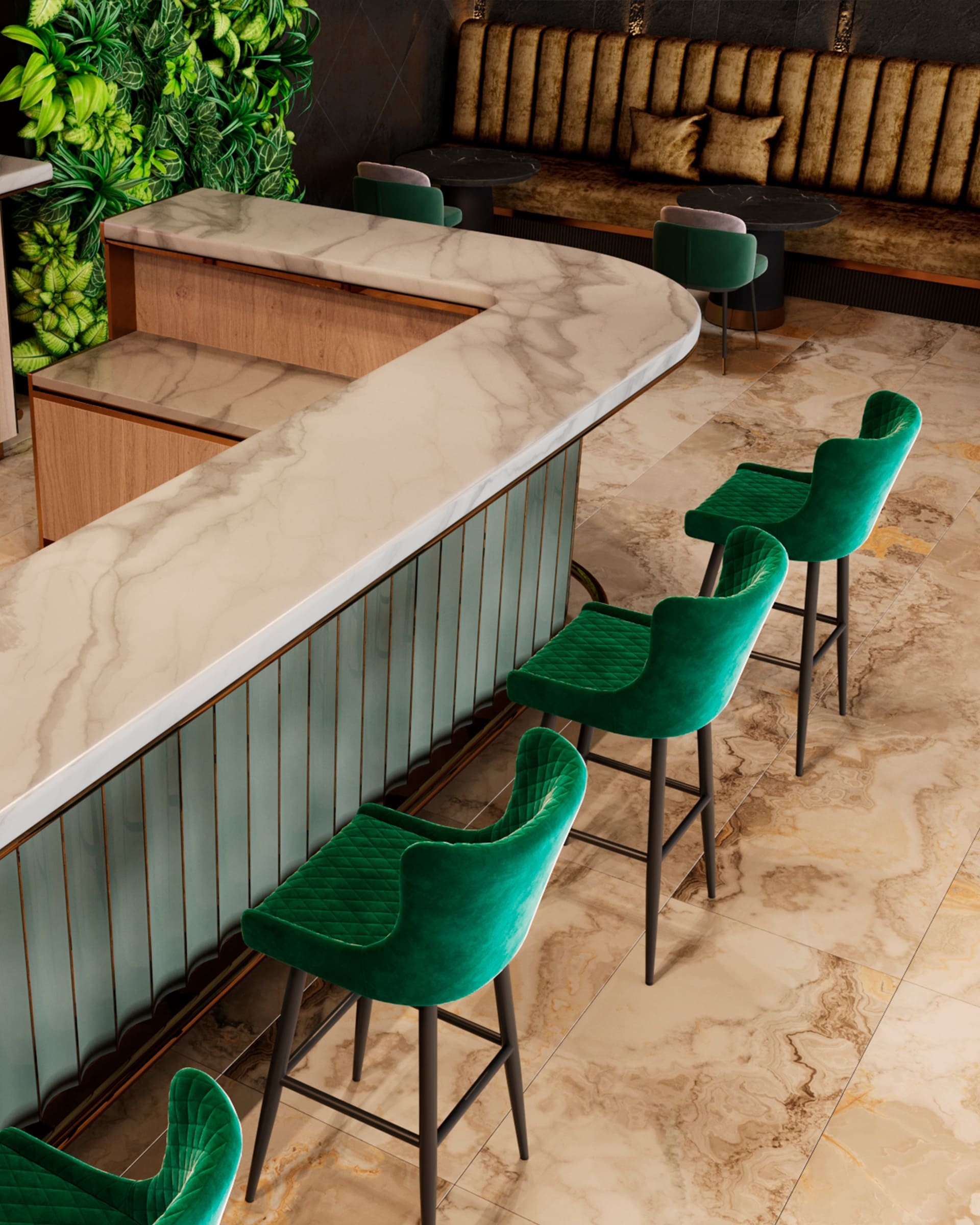 Стул барный Ститч велюр изумрудный — изображение 3