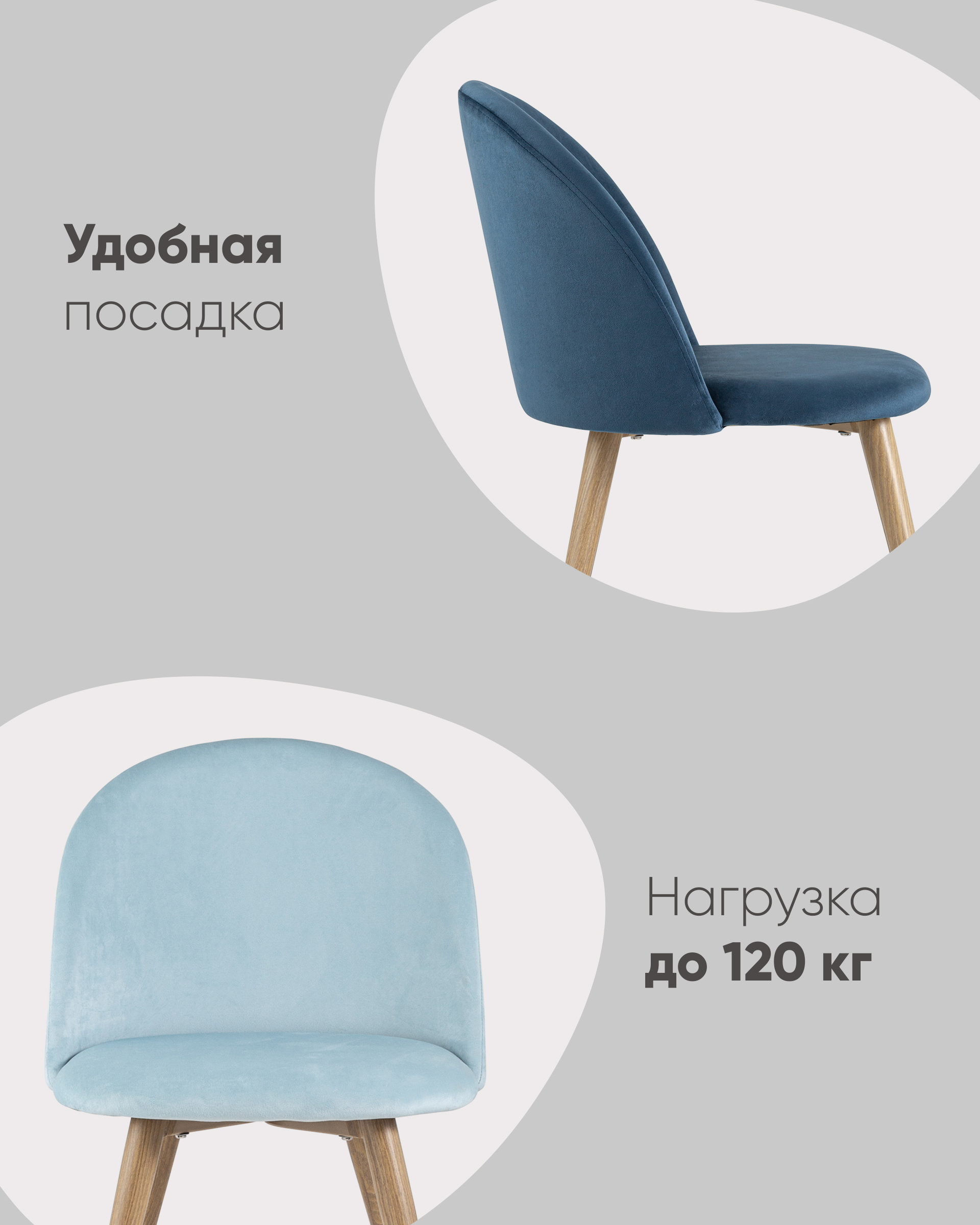 Стул Лион велюр голубой — изображение 4