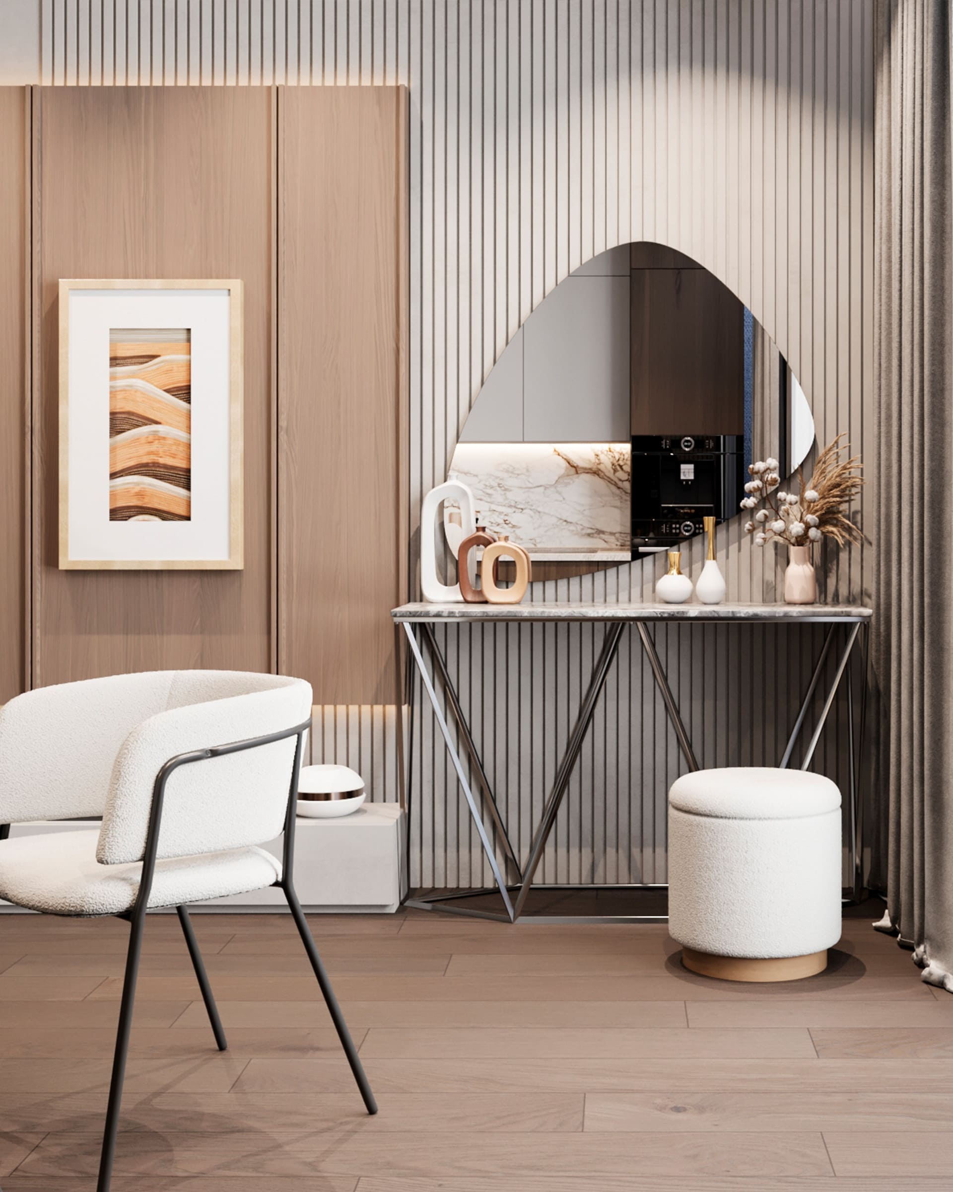 Консоль Авалон 122*41 серый мрамор сталь темный хром — изображение 4