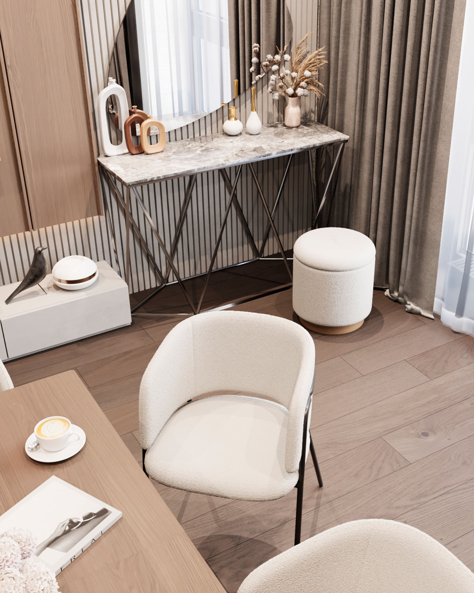 Консоль Авалон 122*41 серый мрамор сталь темный хром — изображение 5