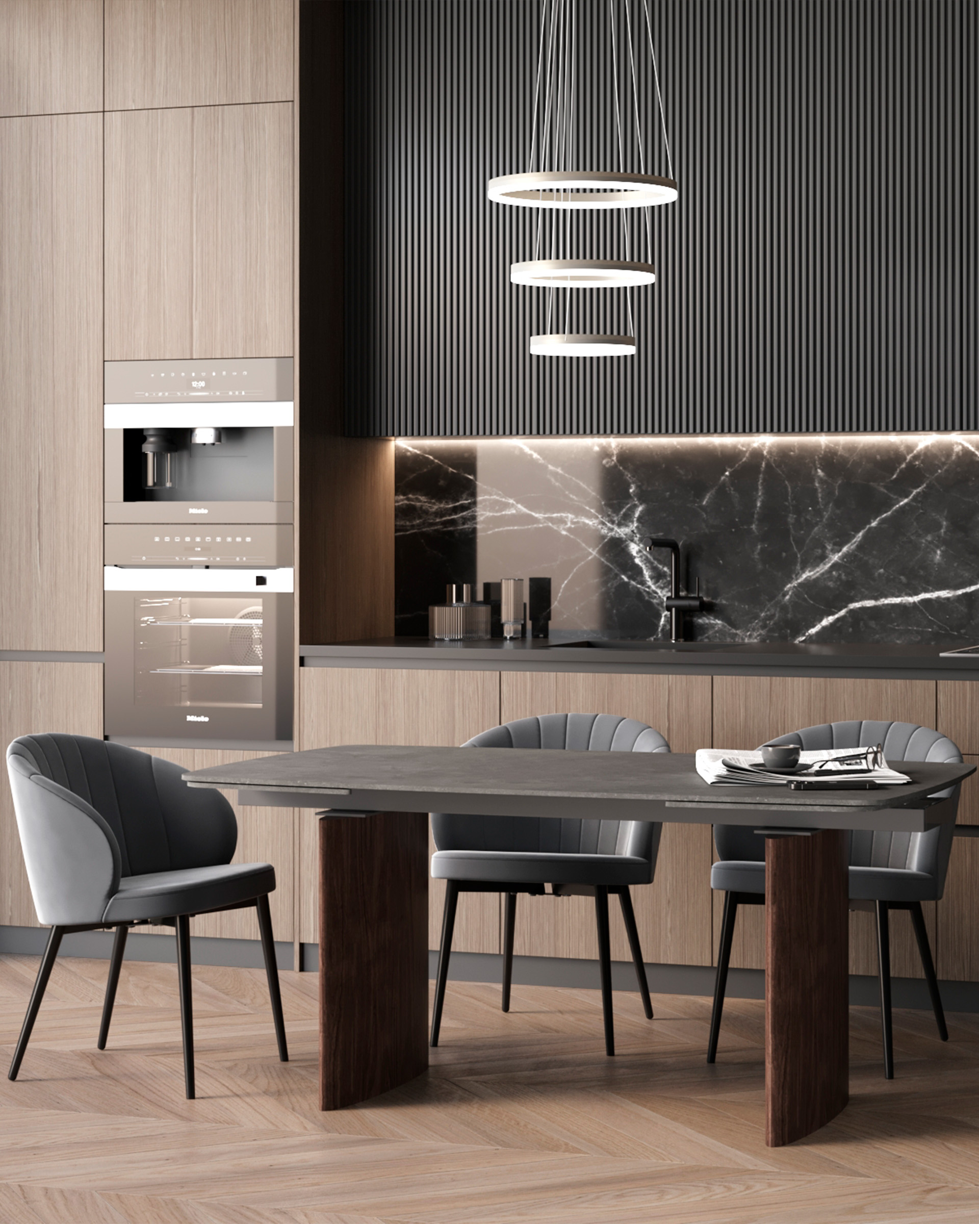 Стол обеденный Астарта раскладной 160-240х90 см керамика темная — изображение 3