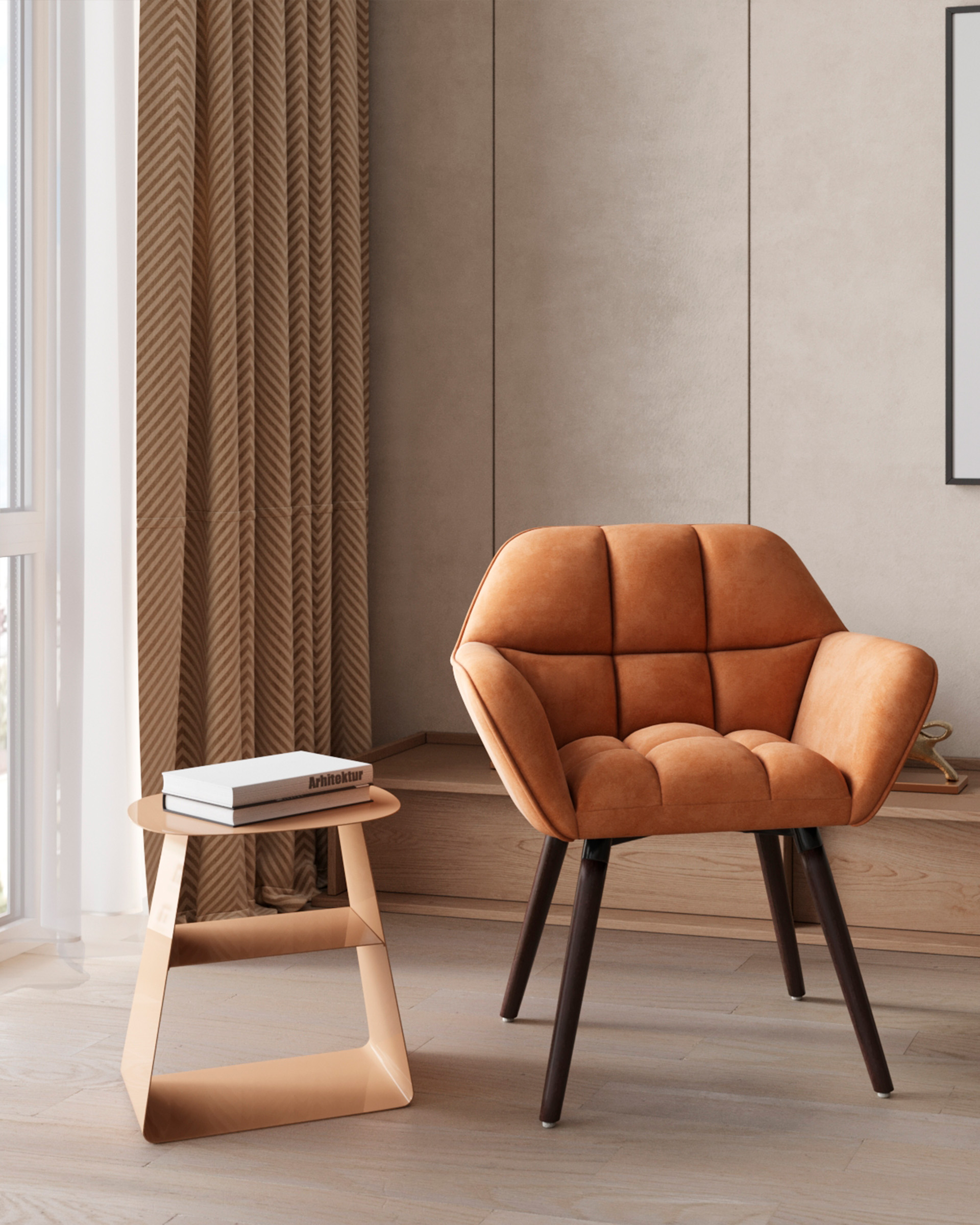 Журнальный столик Leyre металл бежевый — изображение 3