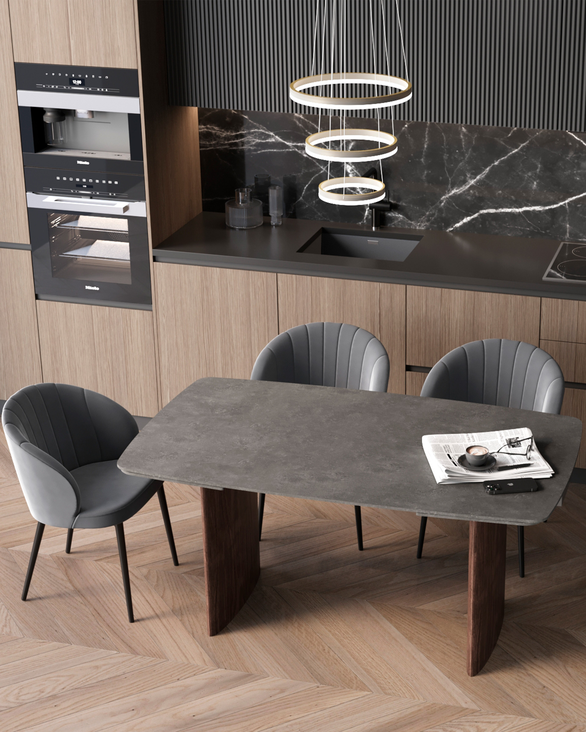 Стол обеденный Астарта раскладной 160-240х90 см керамика темная — изображение 4