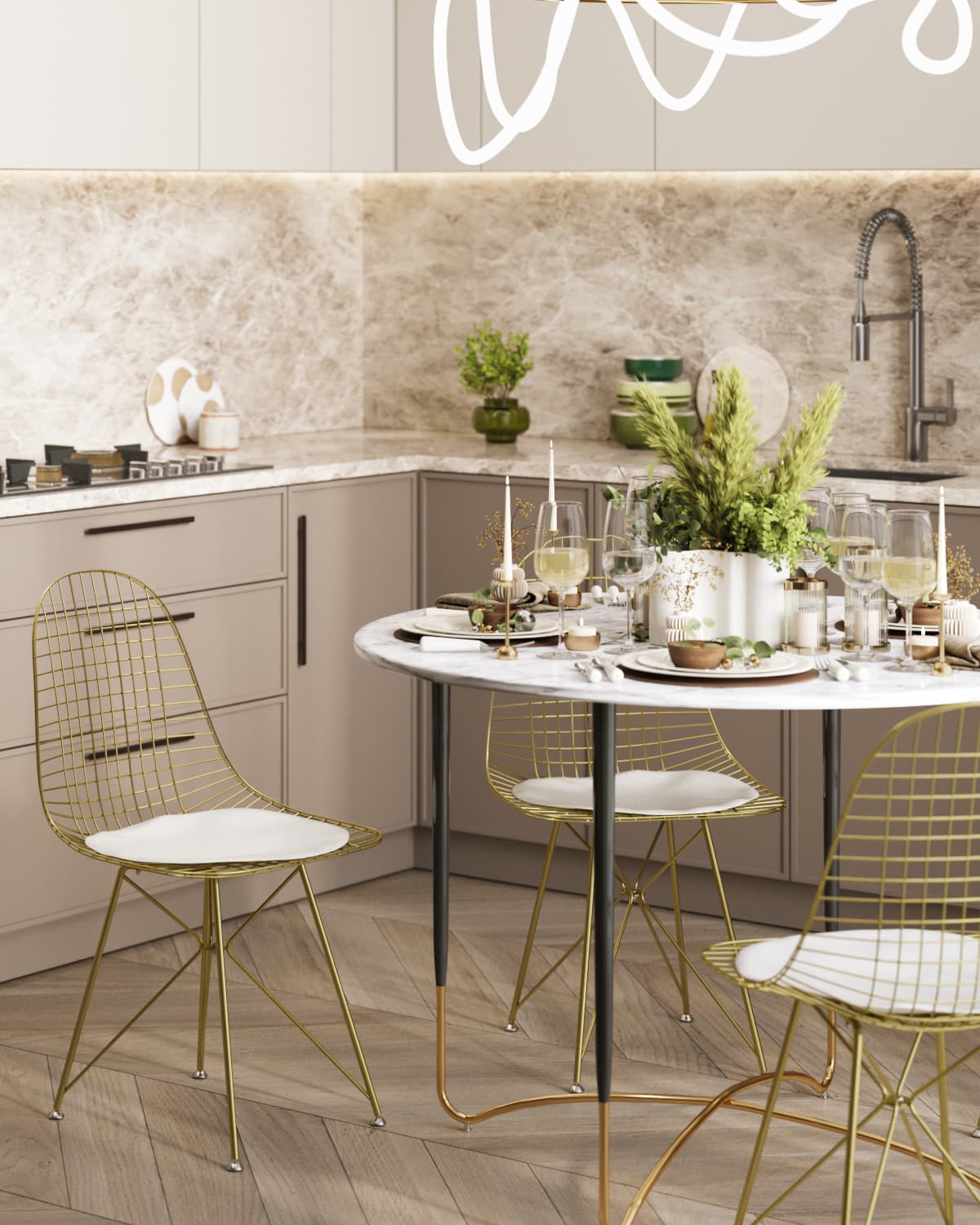 Стол обеденный Даймакс 110*110 белый мрамор — изображение 3