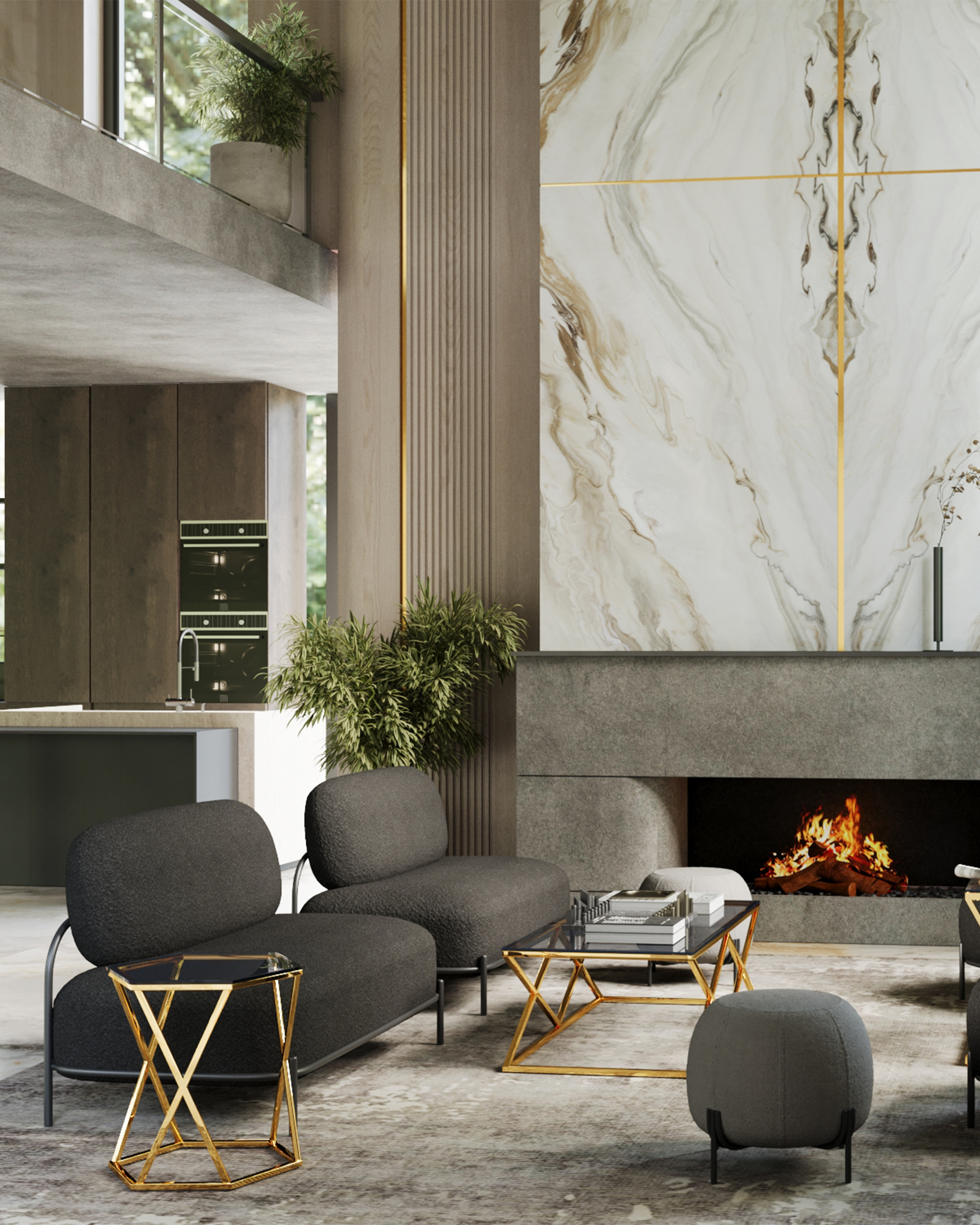 Журнальный стол 120*60 ИНСИГНИЯ золото стекло smoke — изображение 3