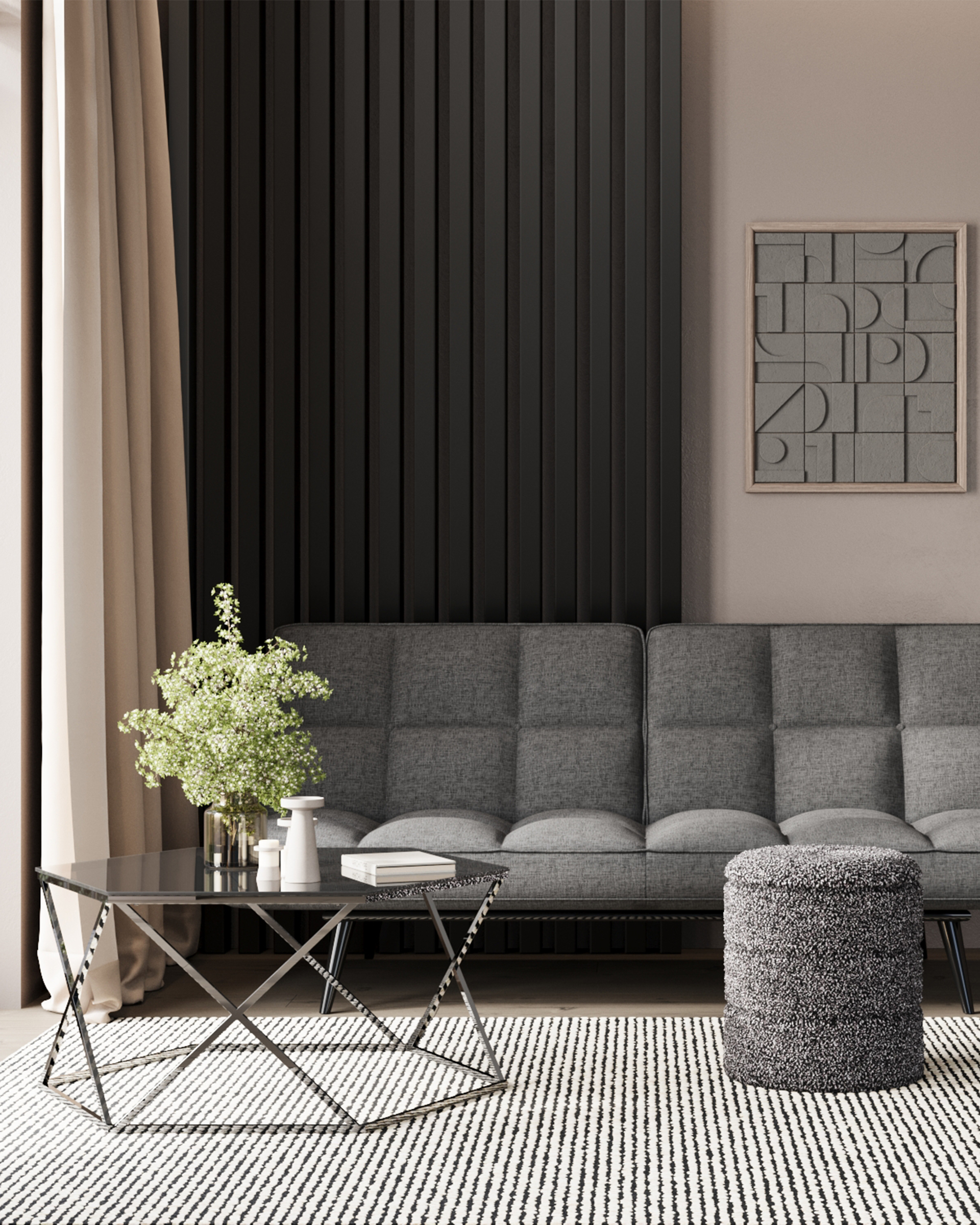 Пуф с ящиком Hive S букле черный меланж — изображение 4