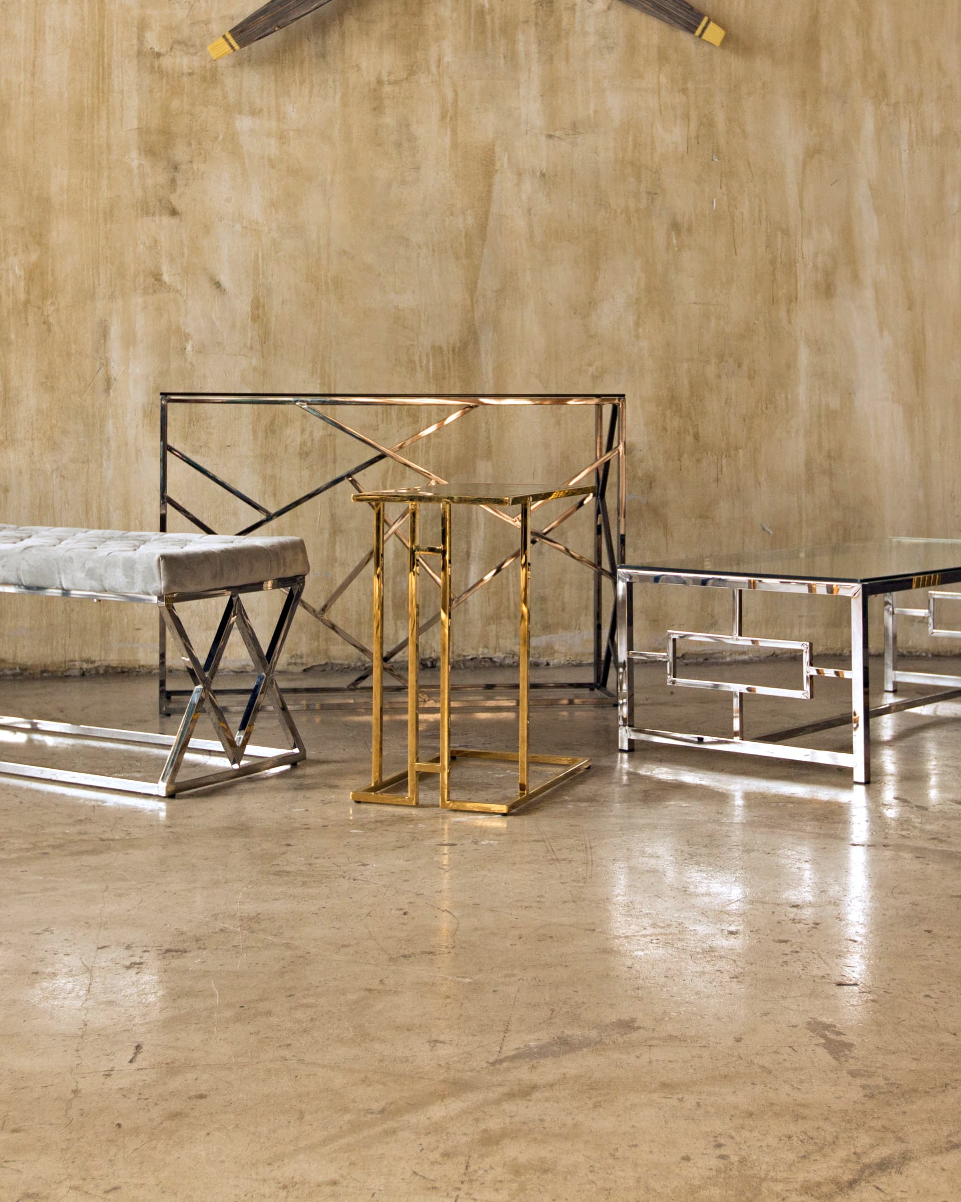 Консоль АРТ ДЕКО 115*30 стекло smoke сталь тёмный хром — изображение 4