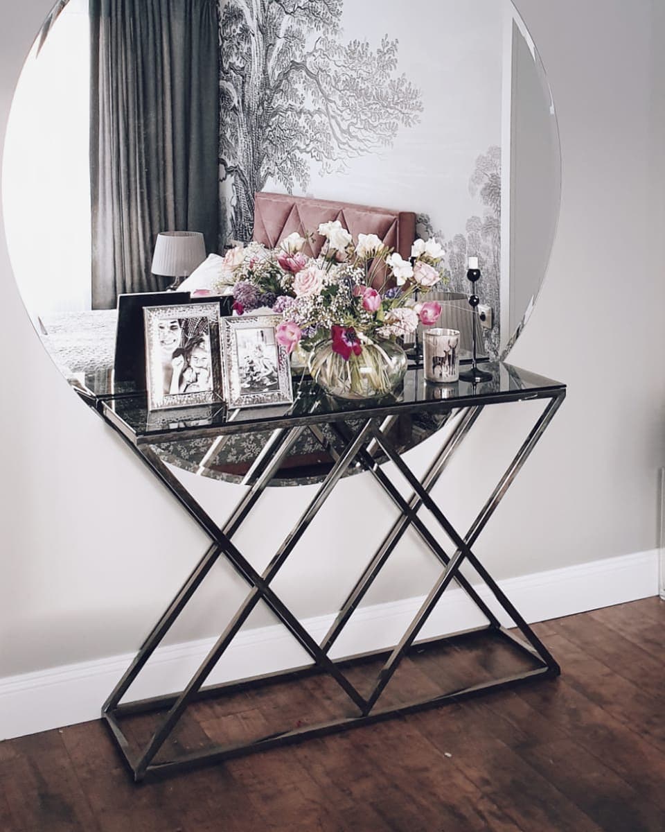 Консоль ИНСИГНИЯ 115*30 сталь темный хром стекло smoke — изображение 3