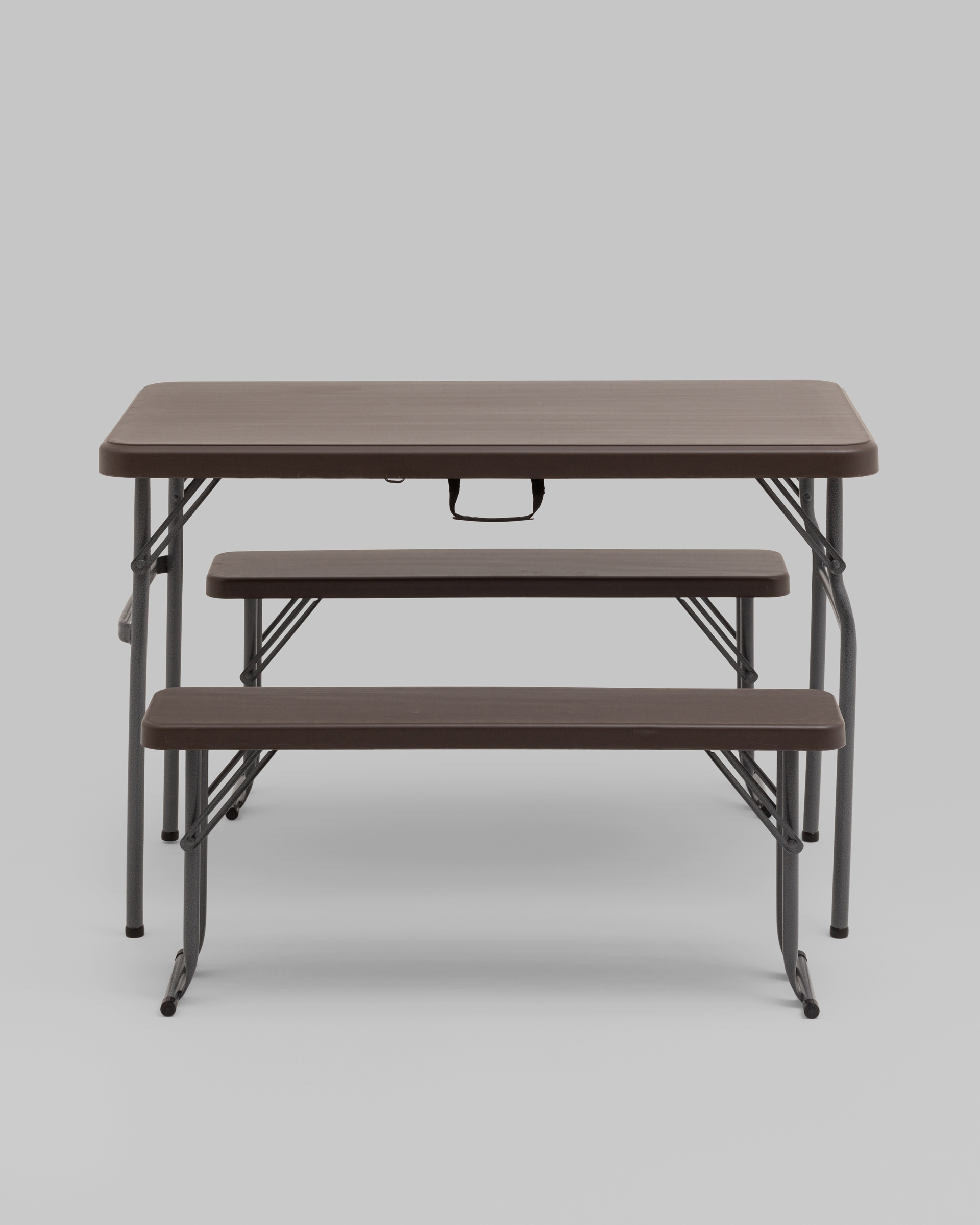 Комплект стола и двух скамеек Кейт коричневый — изображение 3