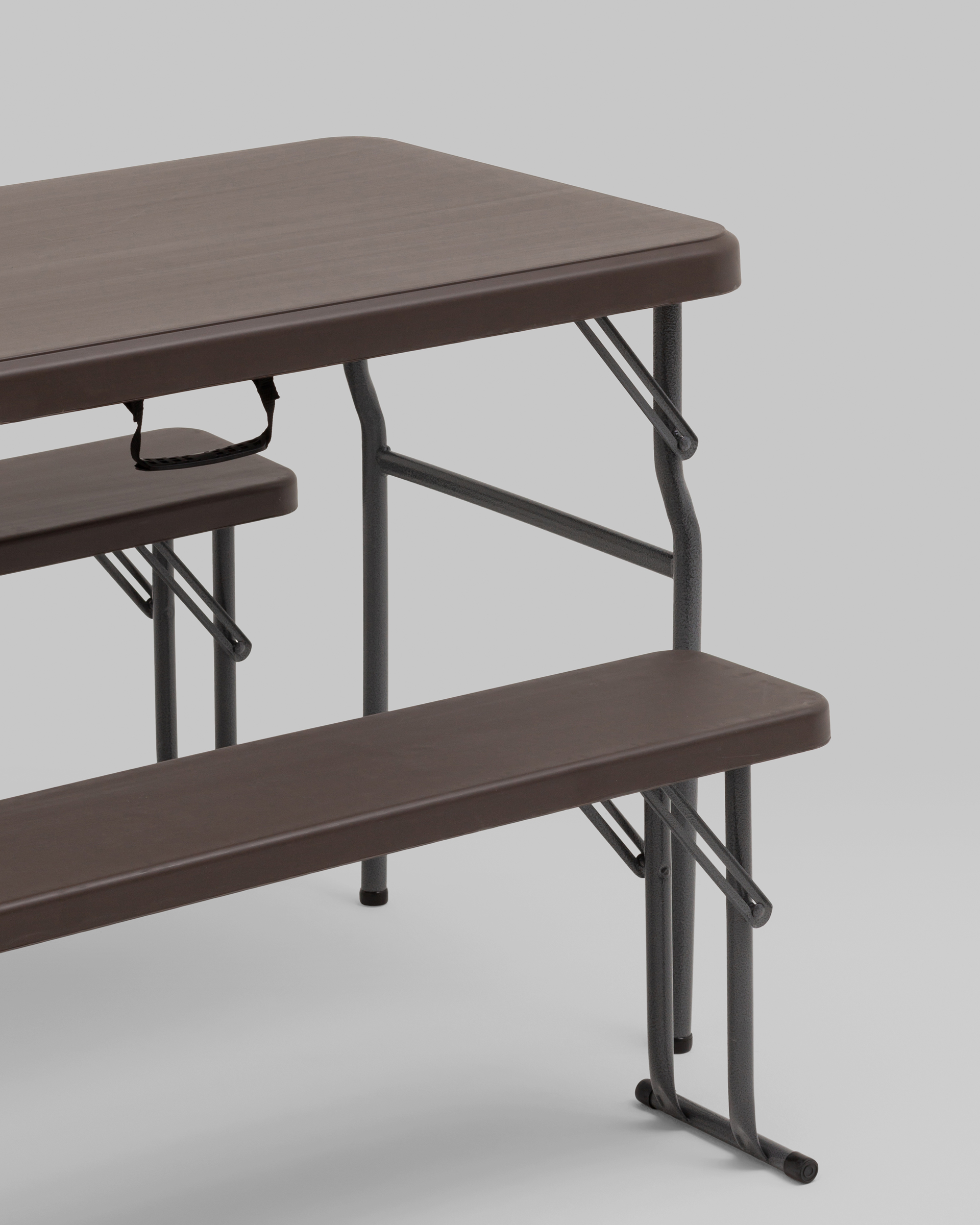 Комплект стола и двух скамеек Кейт коричневый — изображение 4