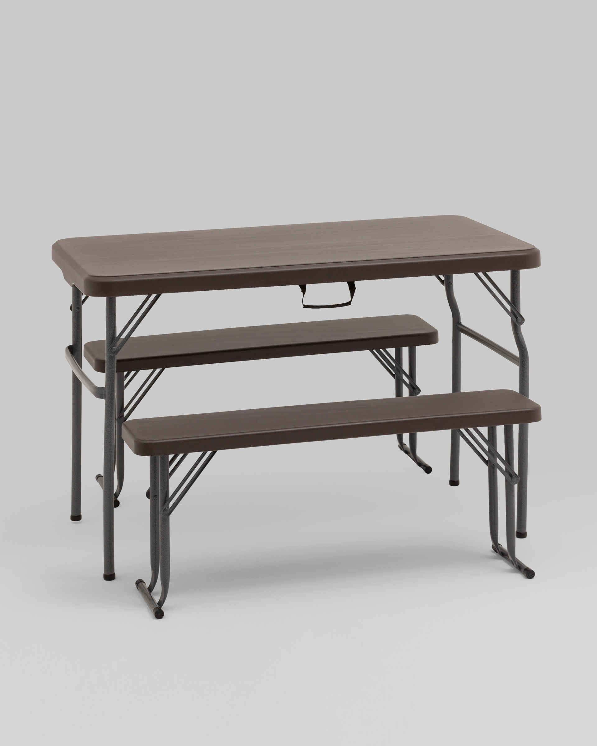 Комплект стола и двух скамеек Кейт коричневый — изображение 2