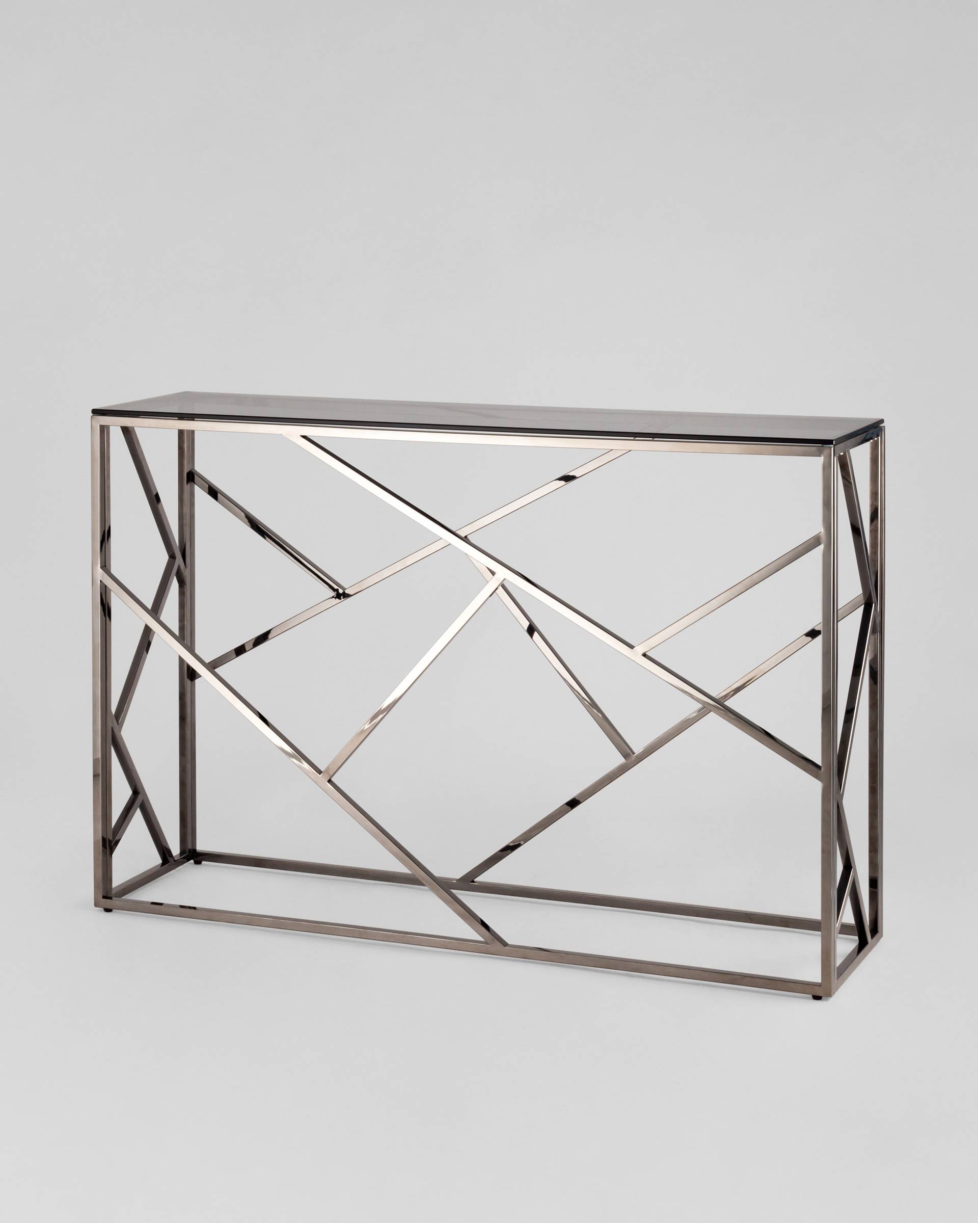 Консоль АРТ ДЕКО 115*30 стекло smoke сталь тёмный хром — изображение 2