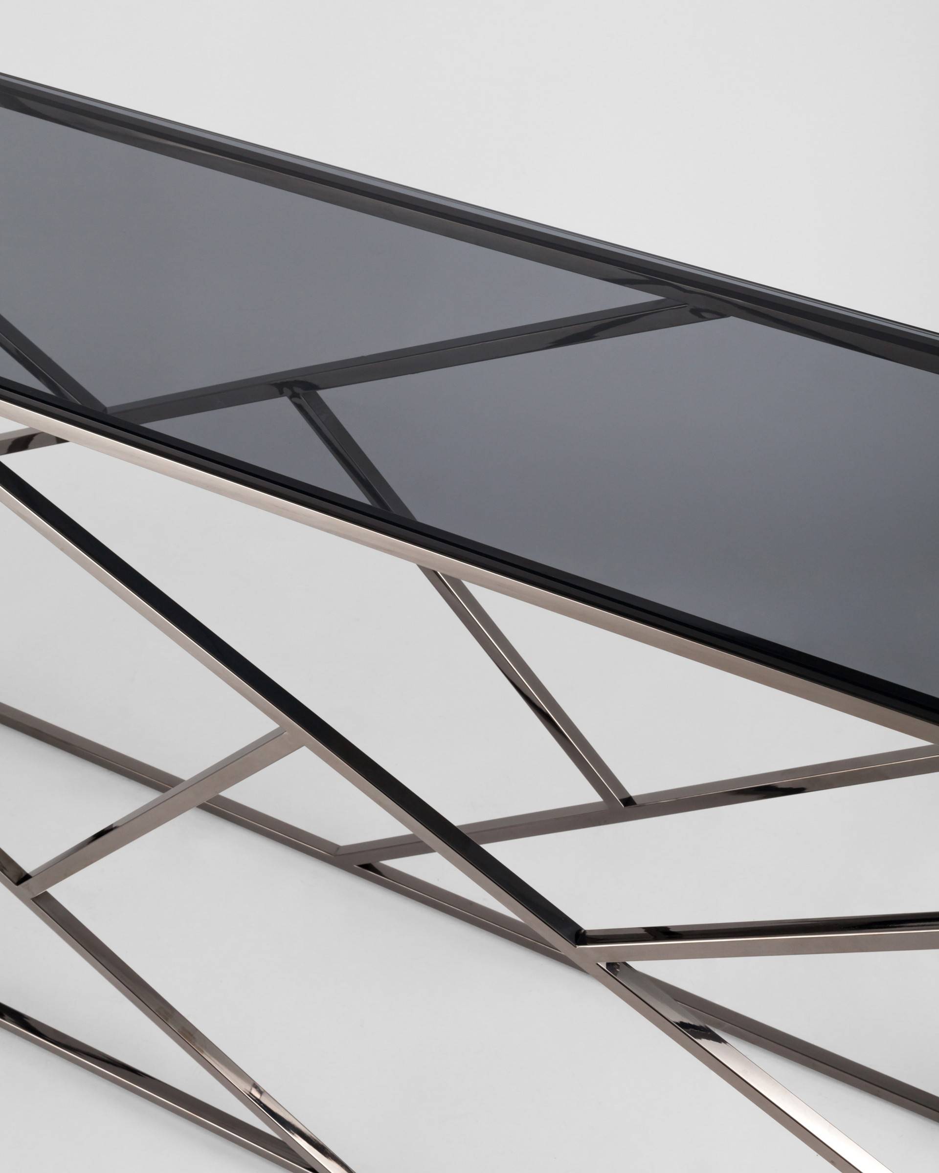 Консоль АРТ ДЕКО 115*30 стекло smoke сталь тёмный хром — изображение 8