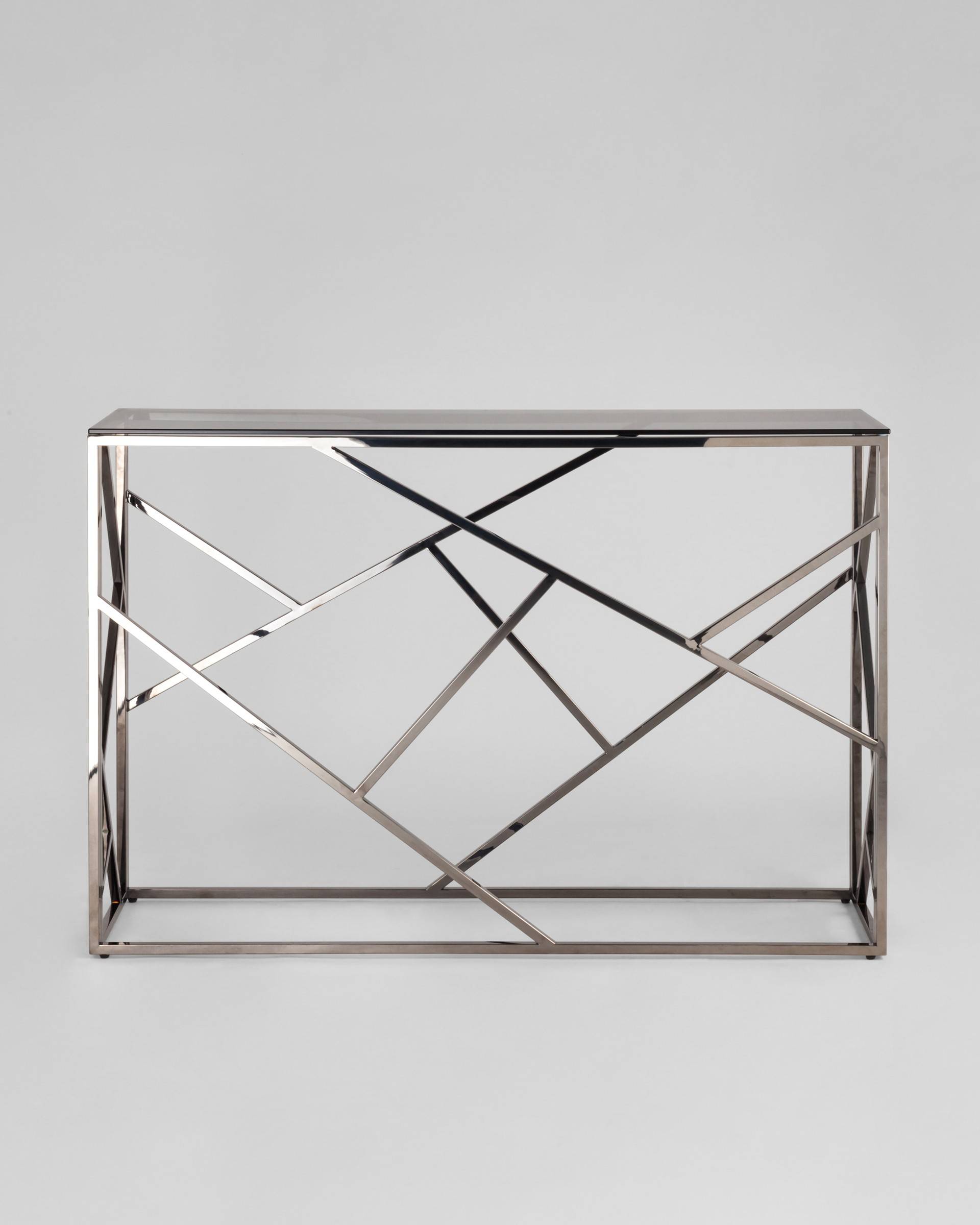 Консоль АРТ ДЕКО 115*30 стекло smoke сталь тёмный хром — изображение 5